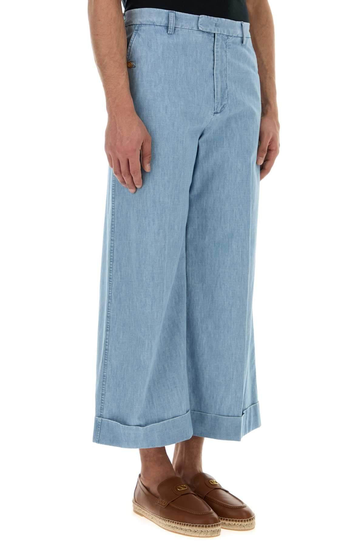 Valentino Garavani Men Light Blue Denim Wide-Leg Jeans VALENTINO GARAVANI