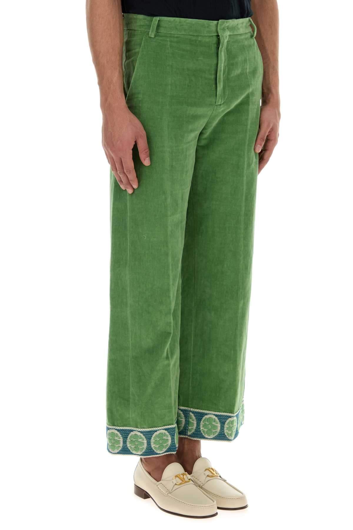 Valentino Garavani Men Green Velvet Pant VALENTINO GARAVANI