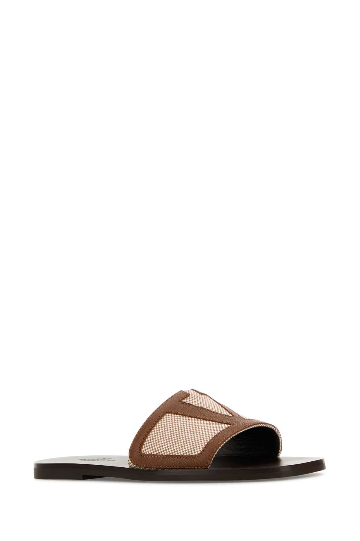 Valentino Garavani Men Two-Tone Canvas And Leather Viva Superstar Slippers VALENTINO GARAVANI