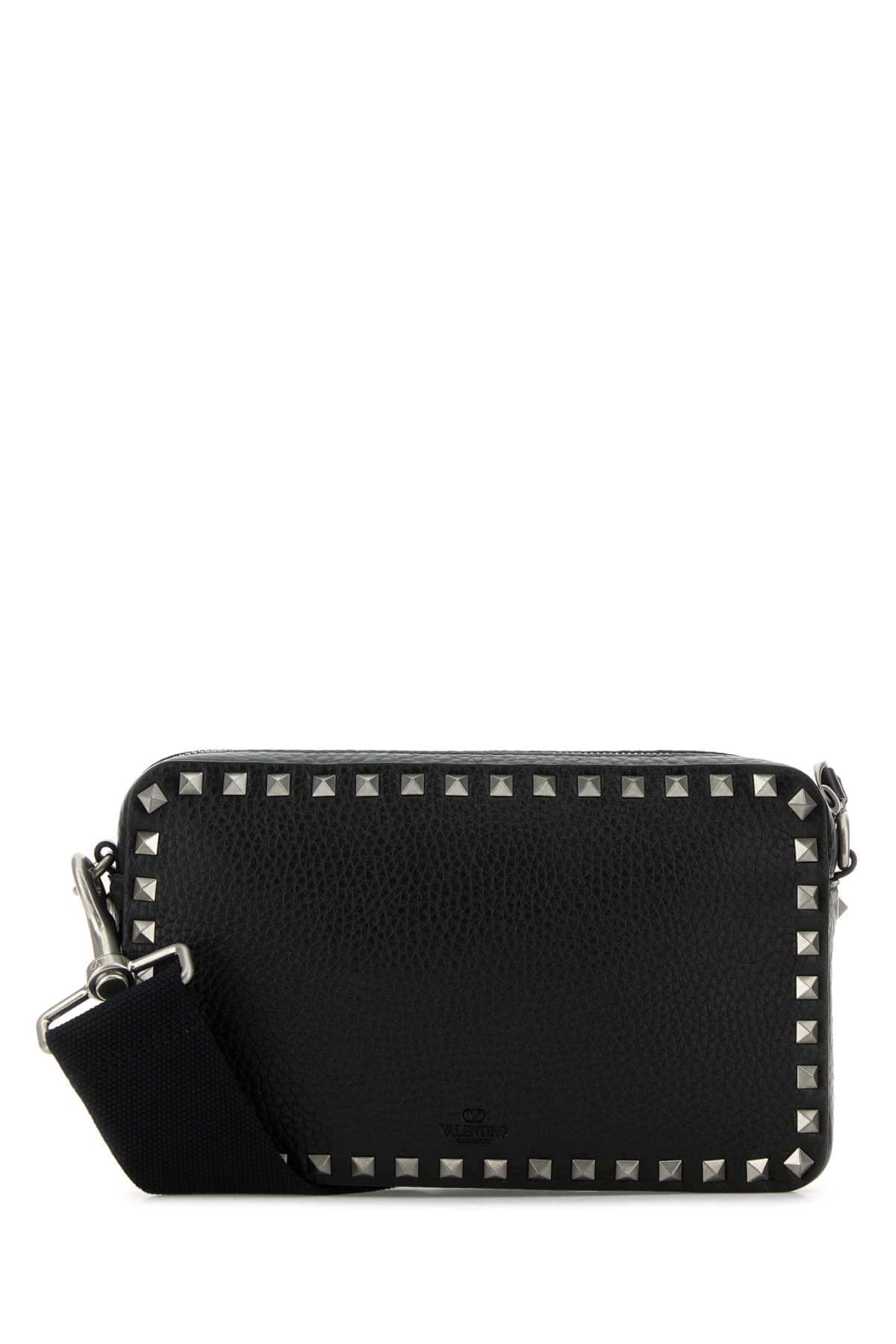 Valentino Garavani Men Black Leather Rockstud Crossbody Bag VALENTINO GARAVANI