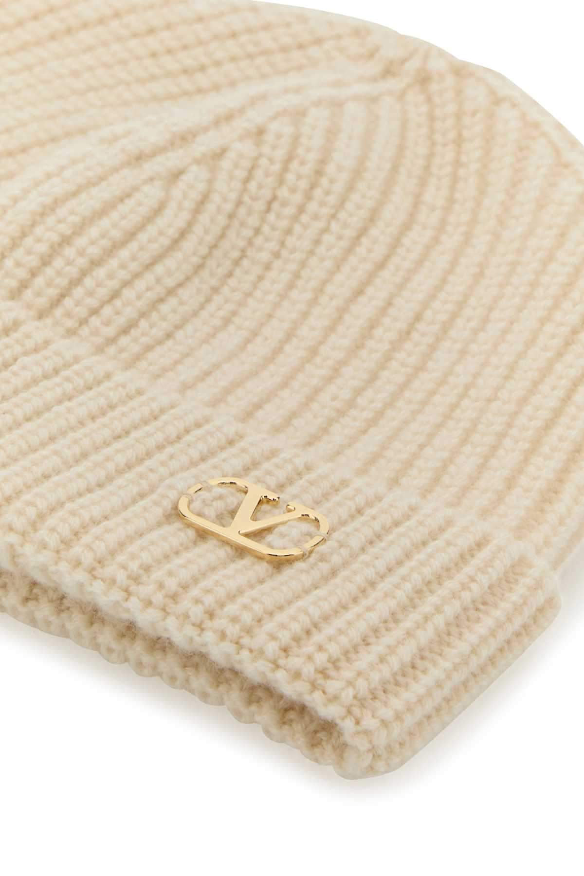 Valentino Garavani Men Sand Cashmere Beanie Hat VALENTINO GARAVANI
