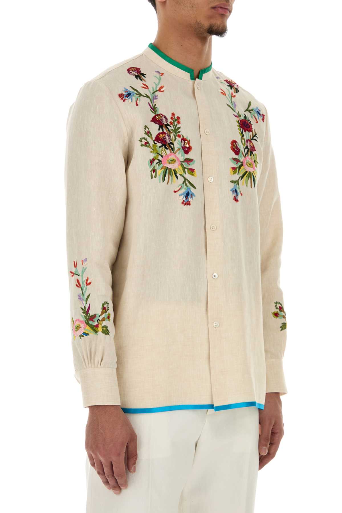 Valentino Garavani Men Ivory Linen Shirt VALENTINO GARAVANI