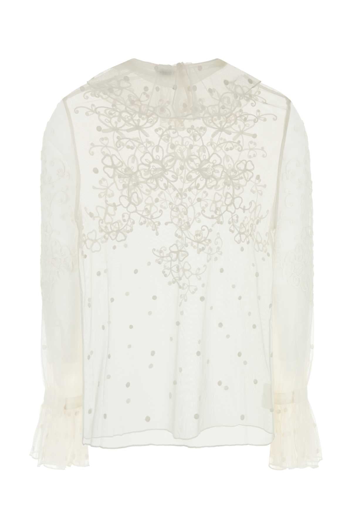 Bode Women White Mesh Middlemist Blouse BODE