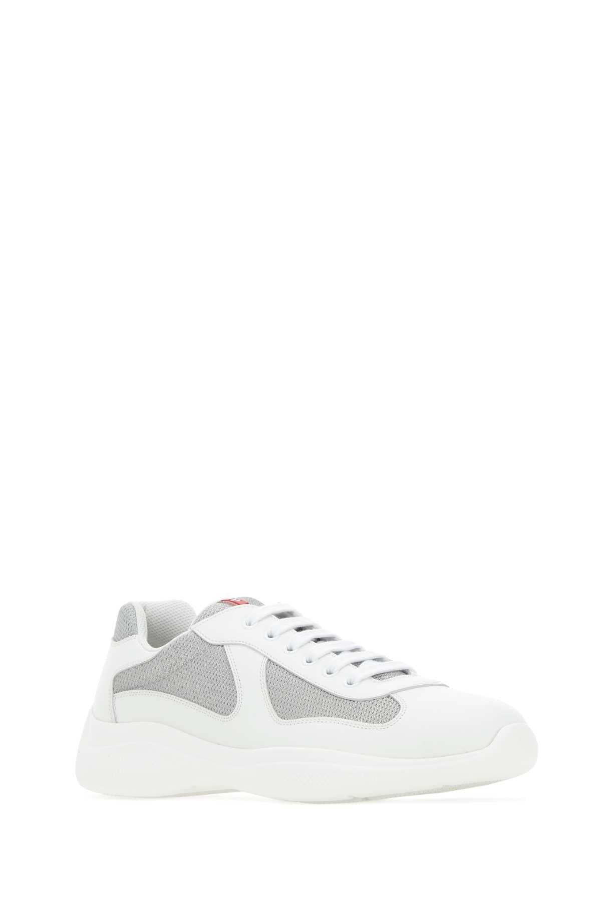 Prada Men Two-Tone Leather And Tech Fabric Sneakers PRADA