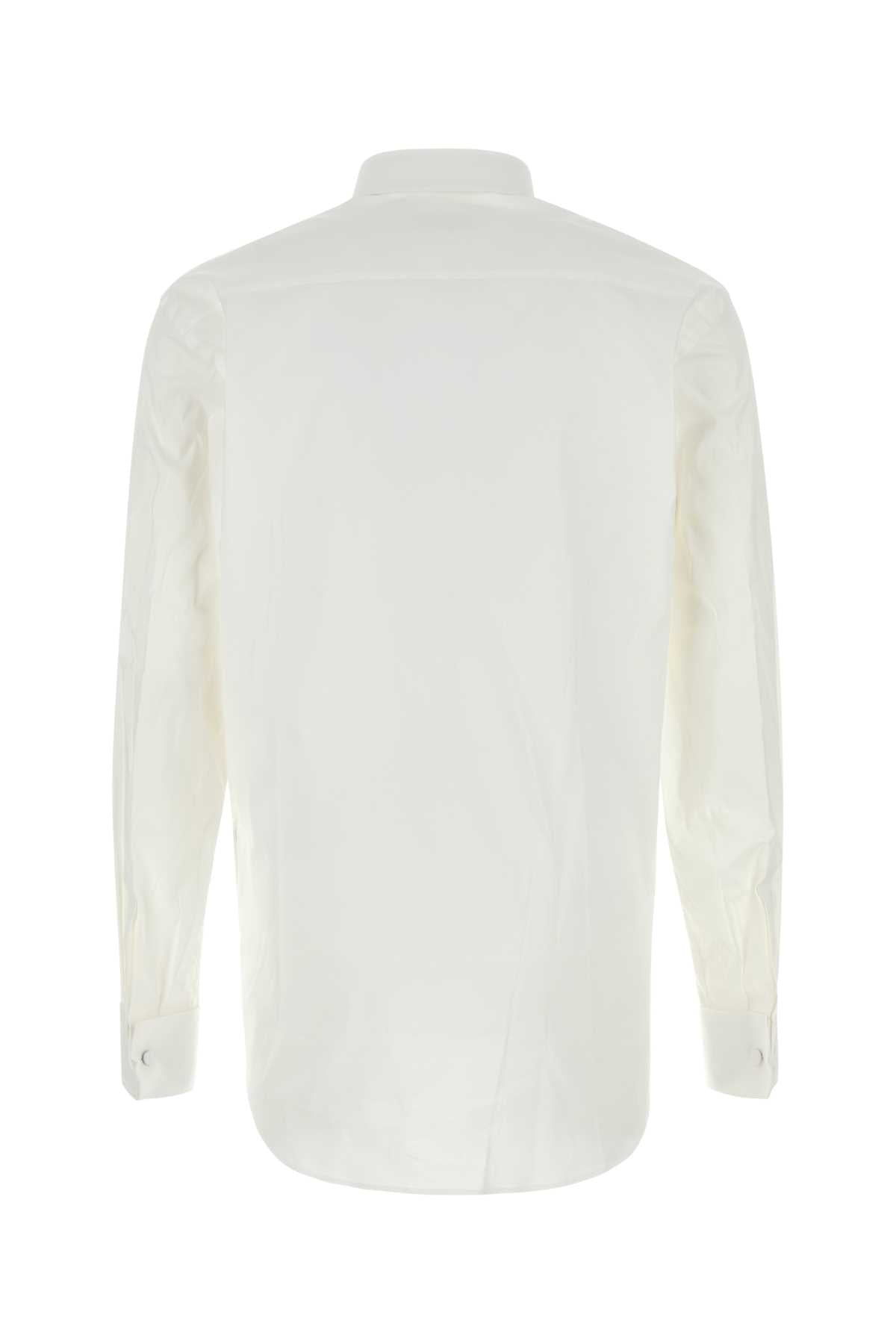 Prada Men White Stretch Cotton Blend Shirt PRADA