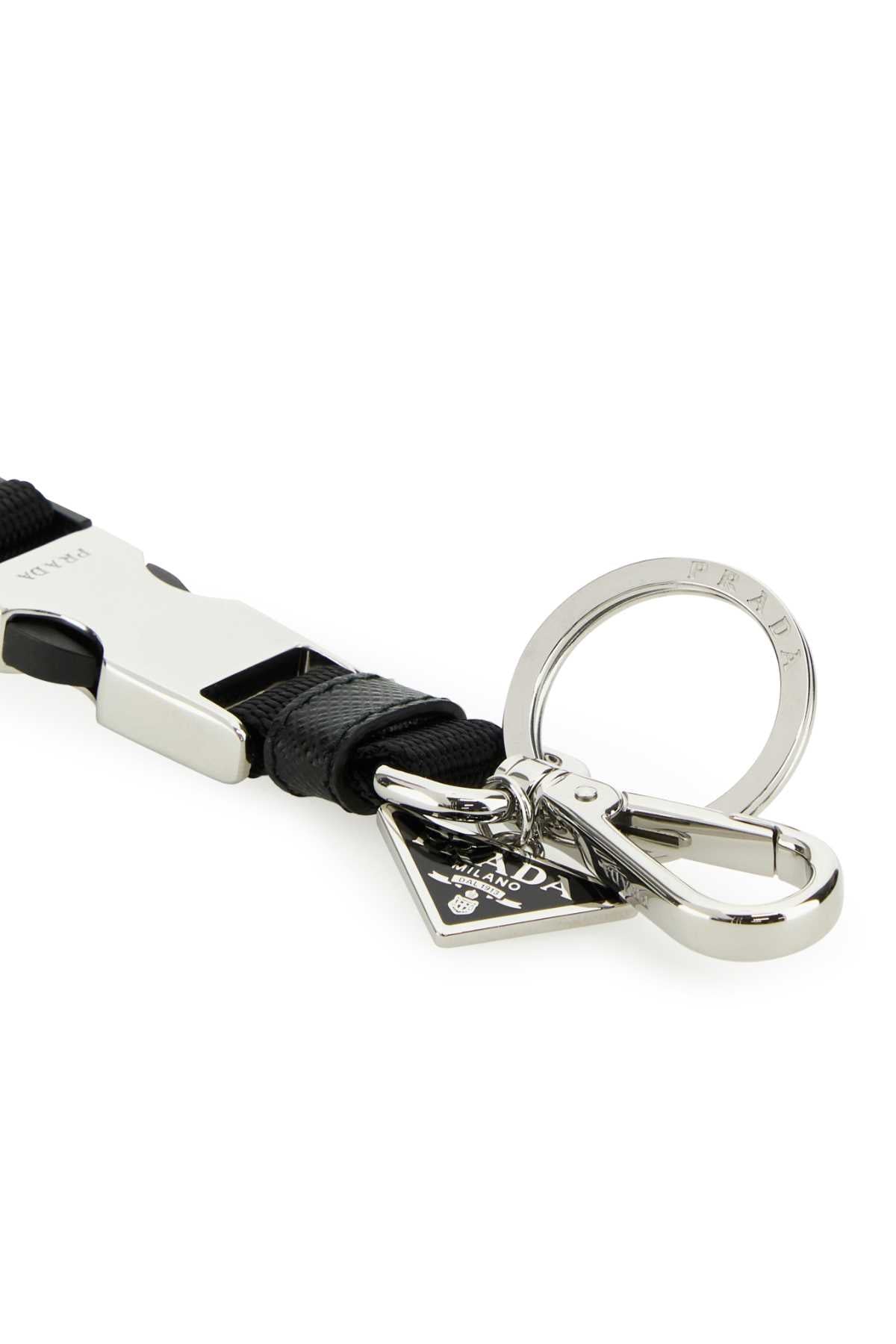 Prada Men Black Fabric Keyring PRADA