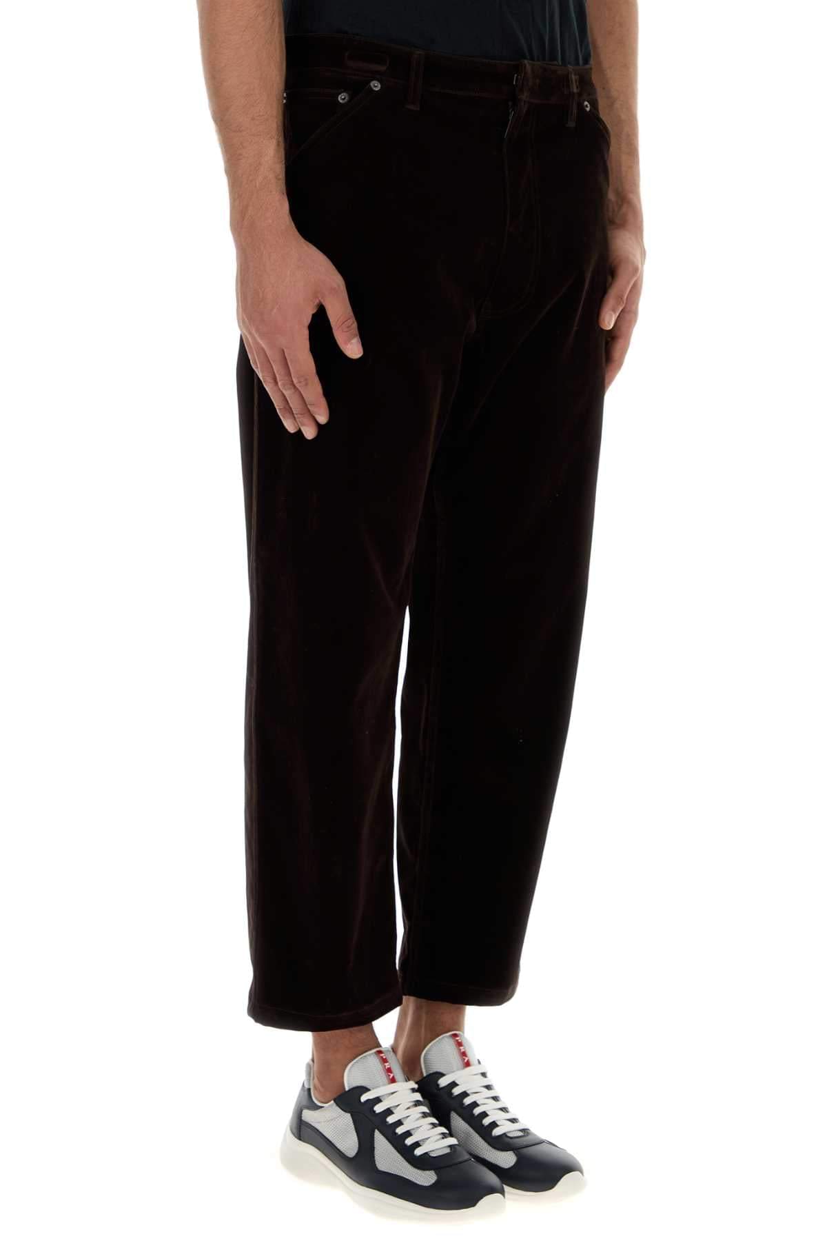 Prada Men Dark Brown Velvet Denim Pant PRADA