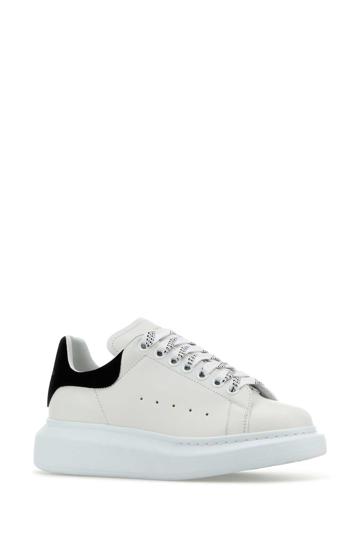 Alexander Mcqueen Women White Leather Sneakers With Black Suede Heel ALEXANDER MCQUEEN