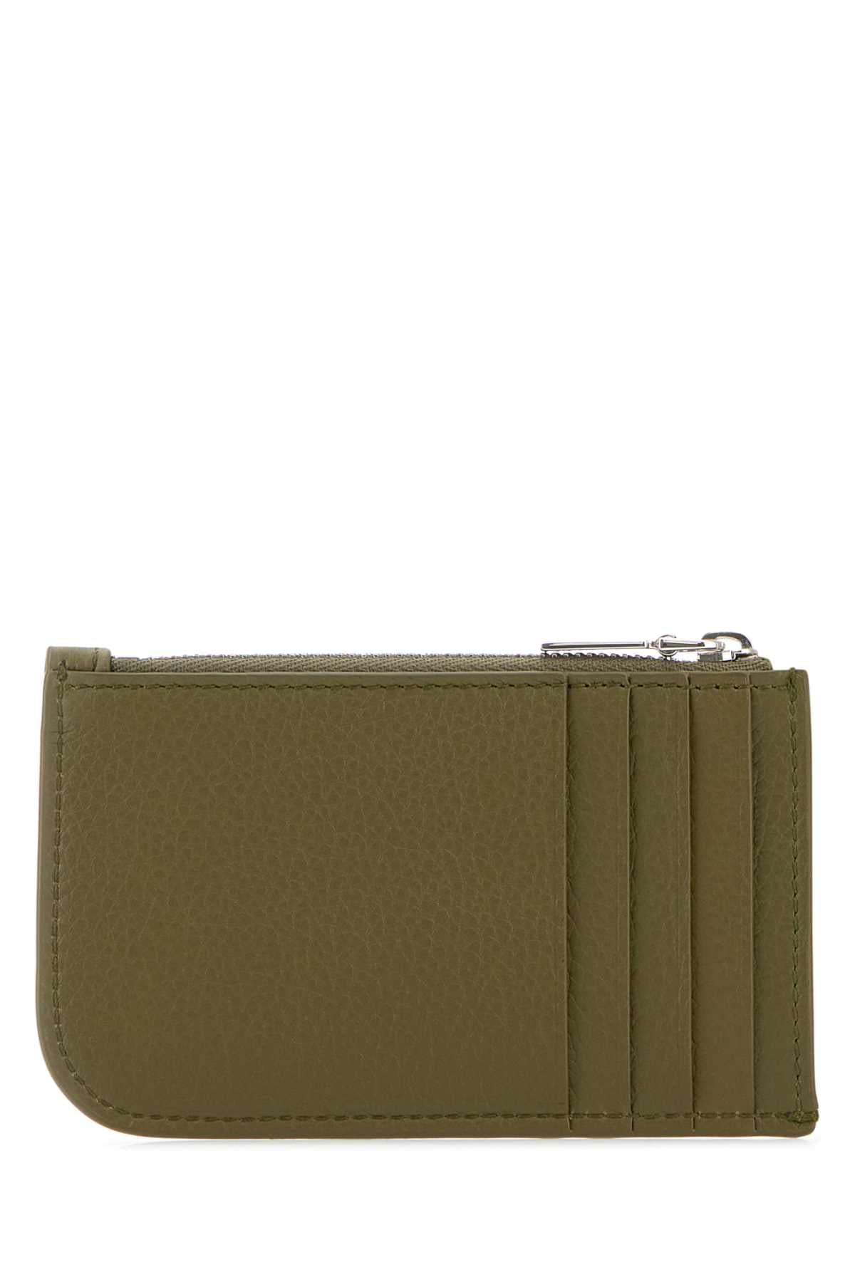 Alexander Mcqueen Men Army Green Leather Card Holder ALEXANDER MCQUEEN
