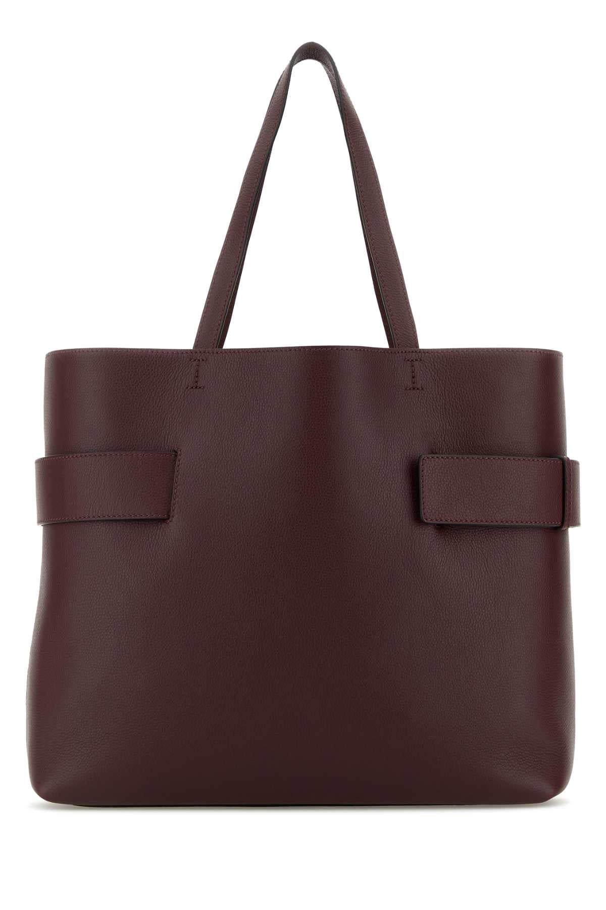 Alexander Mcqueen Women Tyrian Purple Leather T-Bar Shopping Bag ALEXANDER MCQUEEN