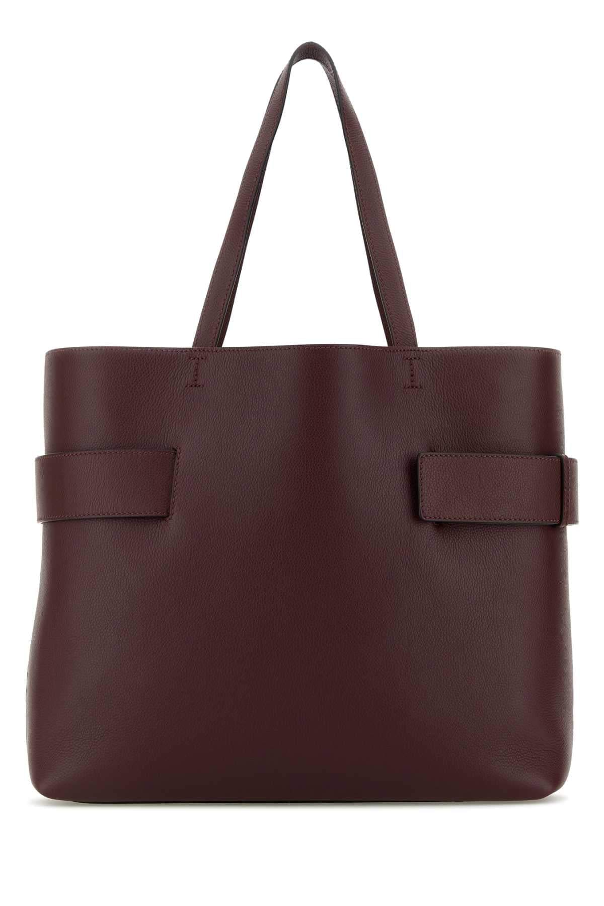 Alexander Mcqueen Women Tyrian Purple Leather T-Bar Shopping Bag ALEXANDER MCQUEEN
