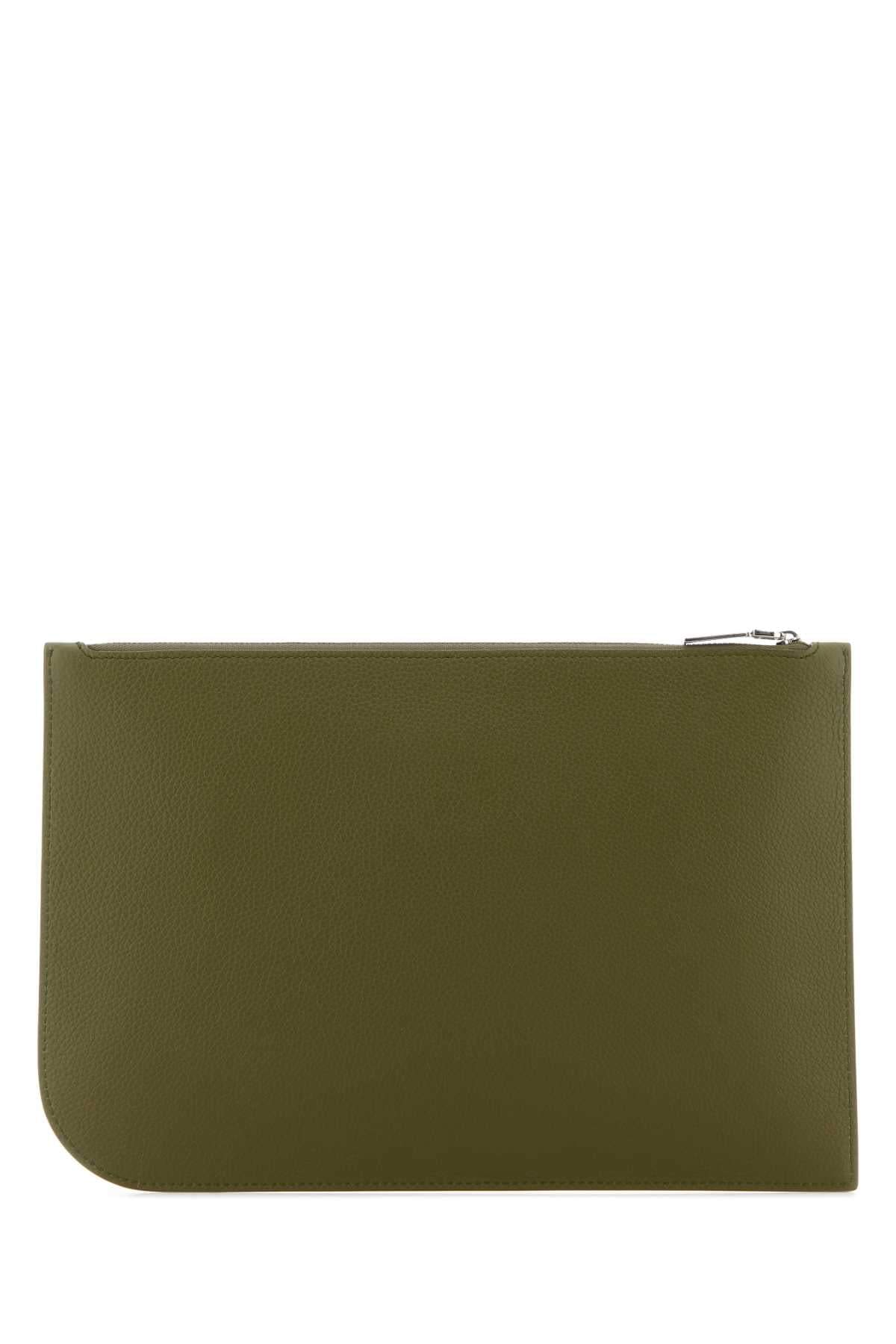 Alexander Mcqueen Men Olive Green Leather Large Sling Pouch ALEXANDER MCQUEEN