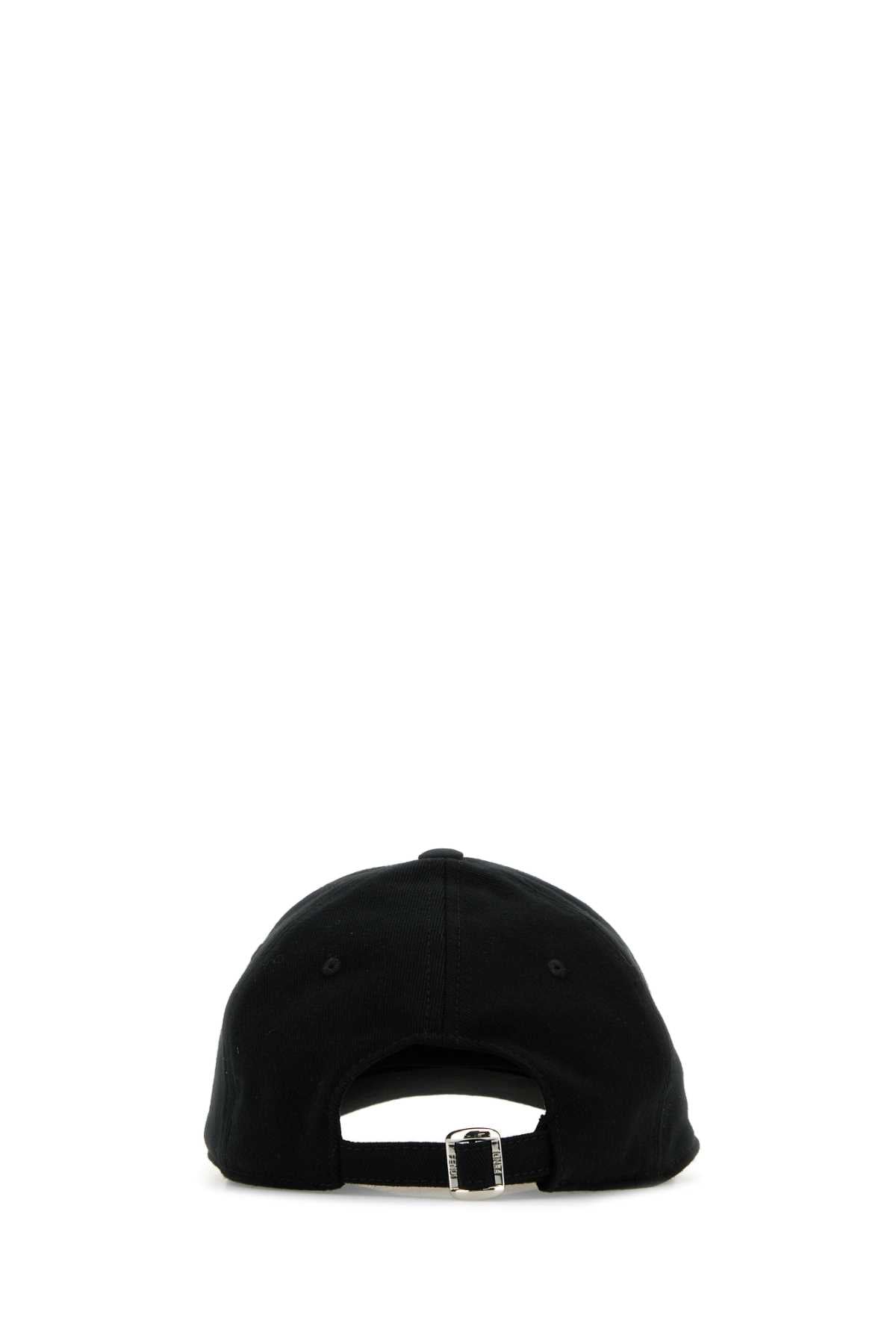 Fendi Men Black Stretch Cotton Baseball Cap FENDI