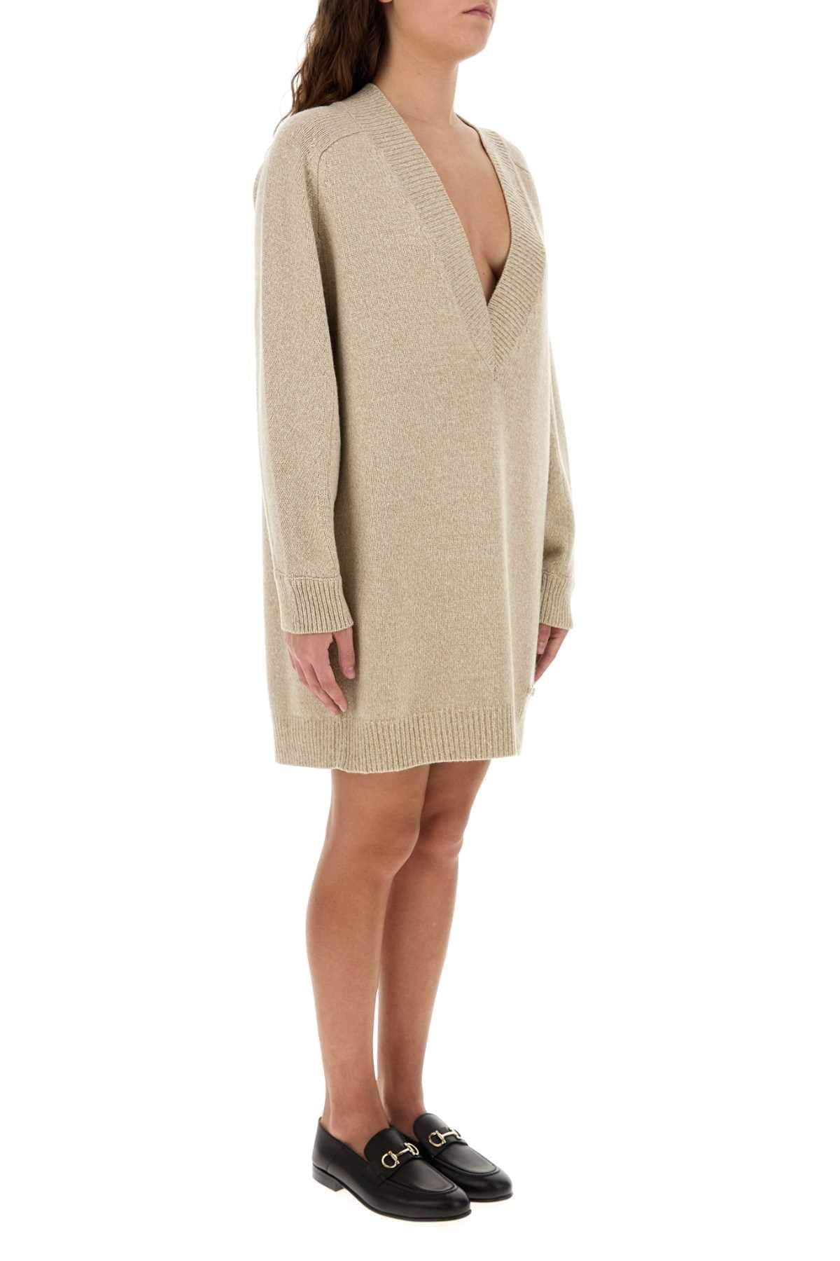 Versace Women Melange Beige Wool Blend Sweater Dress VERSACE