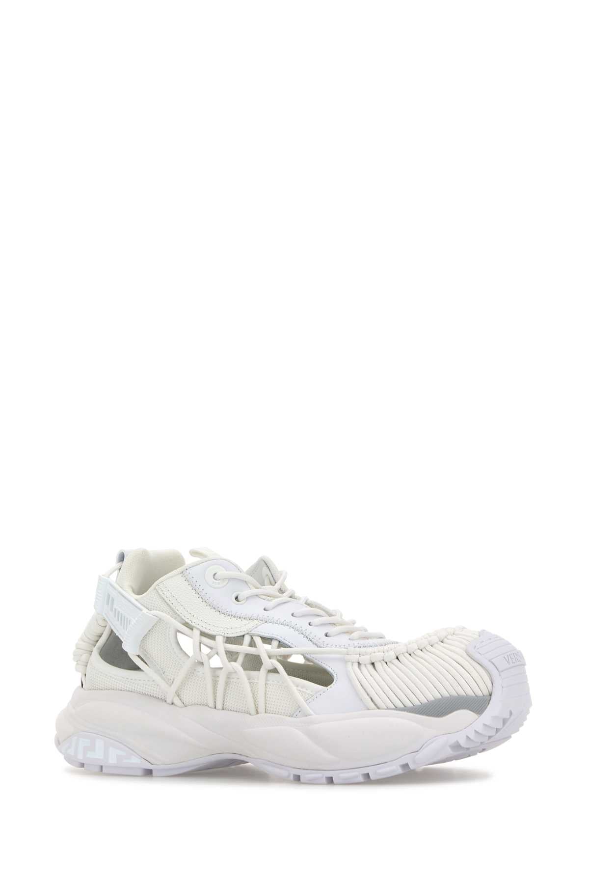 Versace Men White Leather And Fabric Versace Mercury M_Vs_01 Sneakers VERSACE