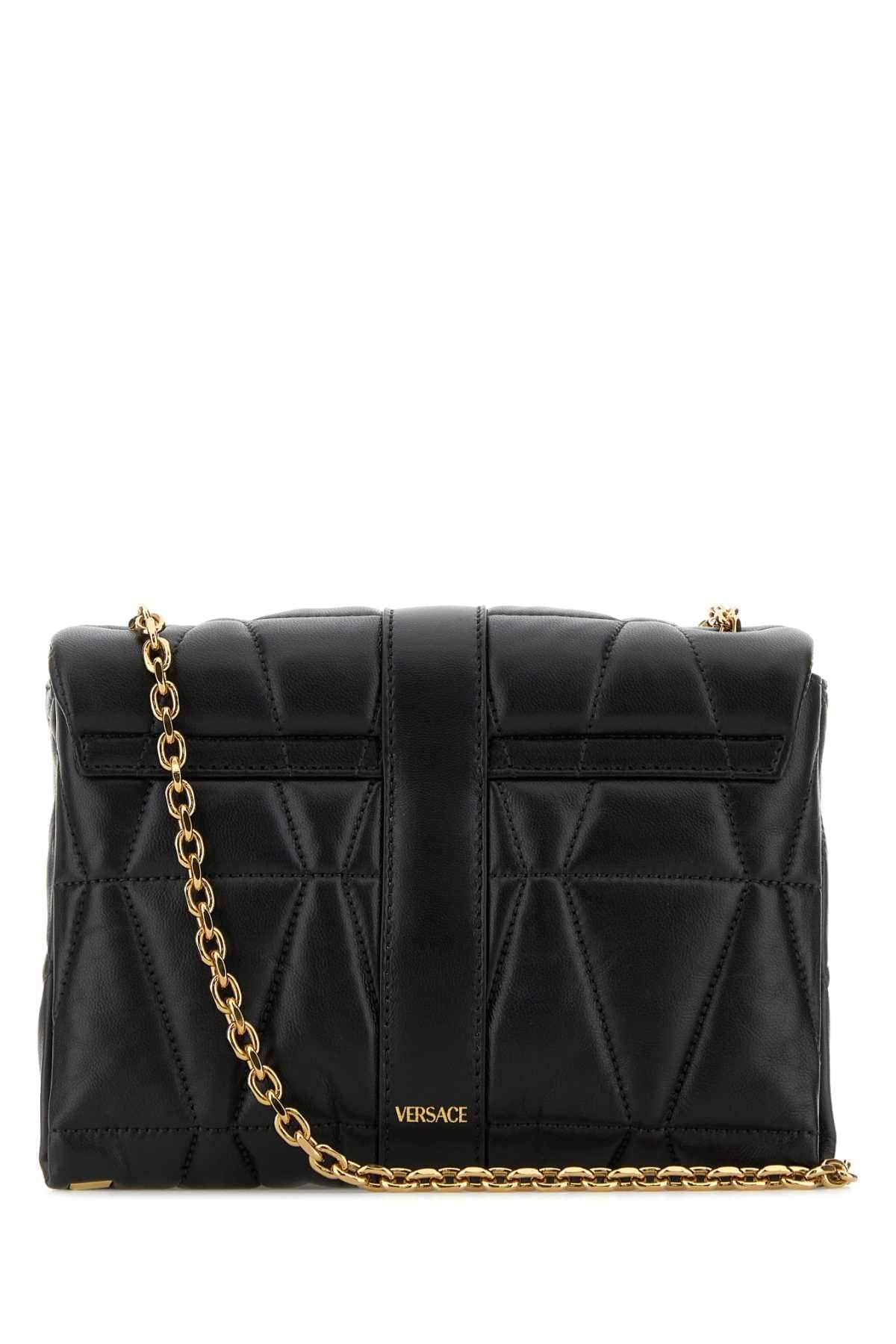Versace Women Black Nappa Leather Kleio Shoulder Bag VERSACE
