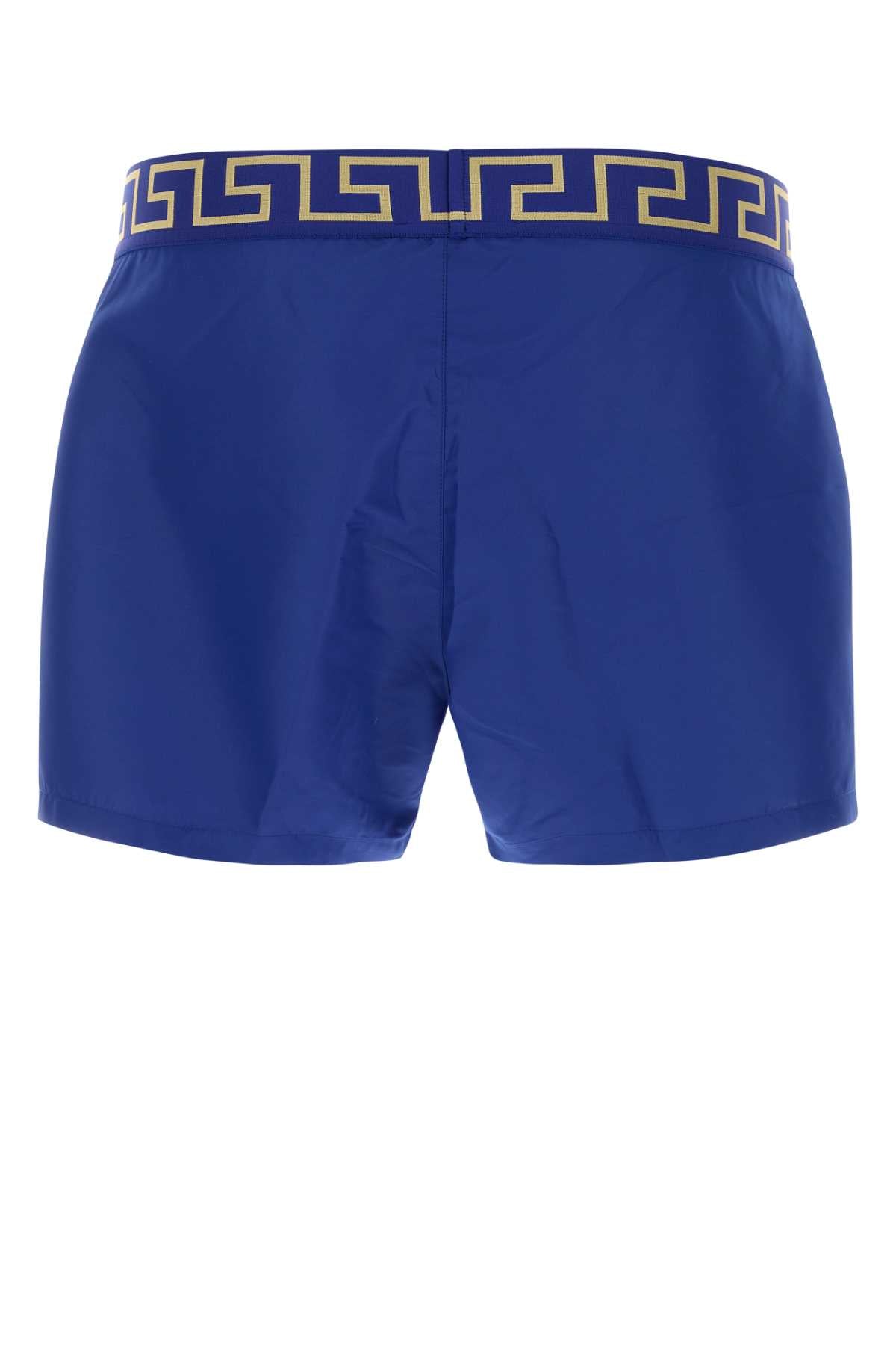 Versace Men Electric Blue Polyester Swimming Shorts VERSACE