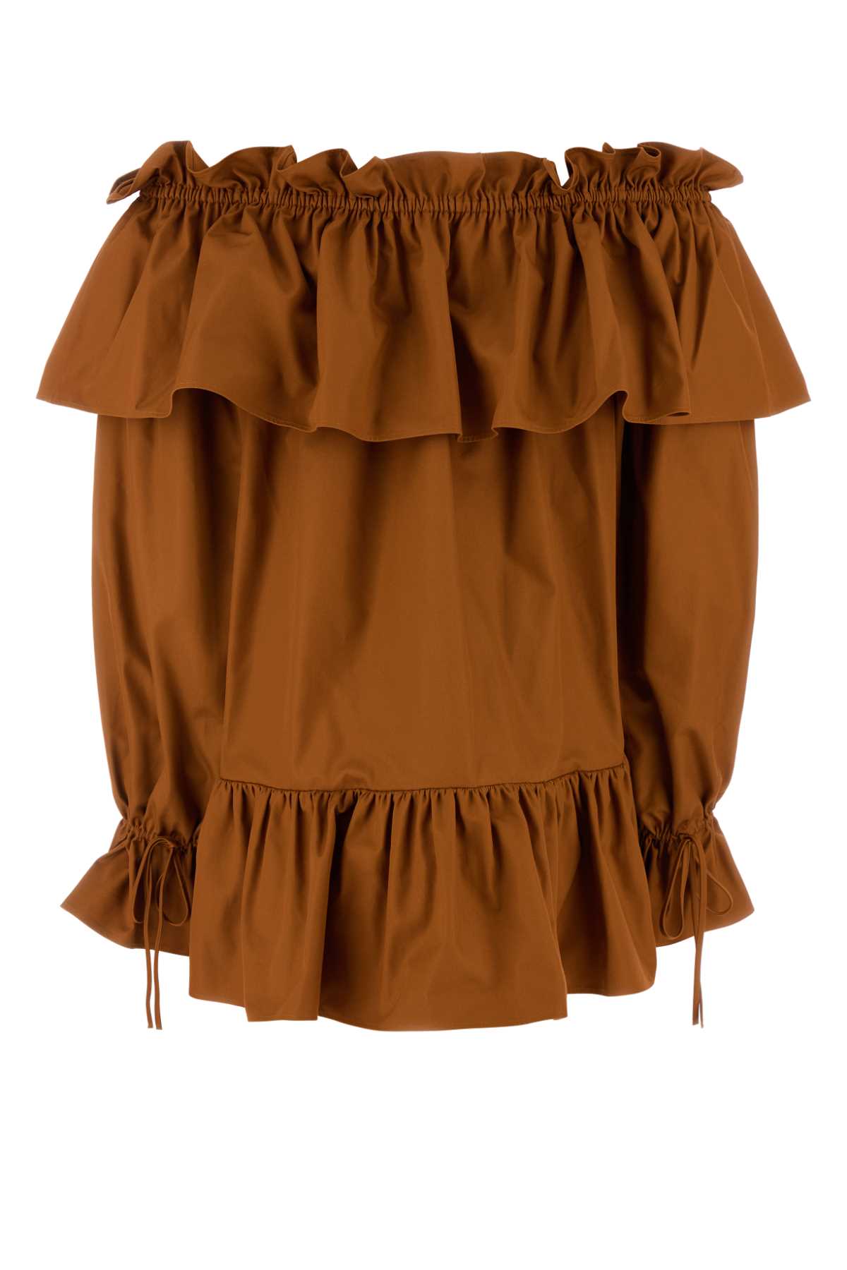 Saint Laurent Women Caramel Twill Mini Dress SAINT LAURENT