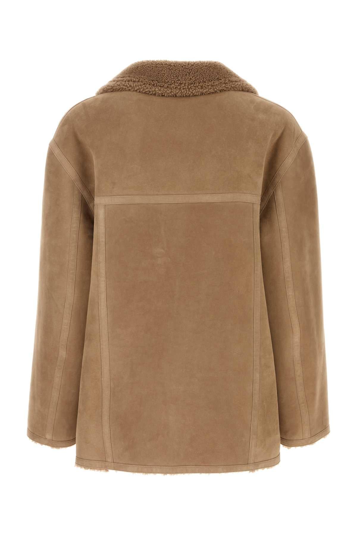 Fendi Men Camel Shearling Jacket.