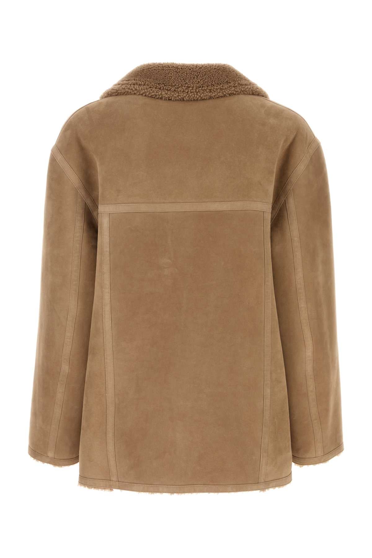 Fendi Men Camel Shearling Jacket.