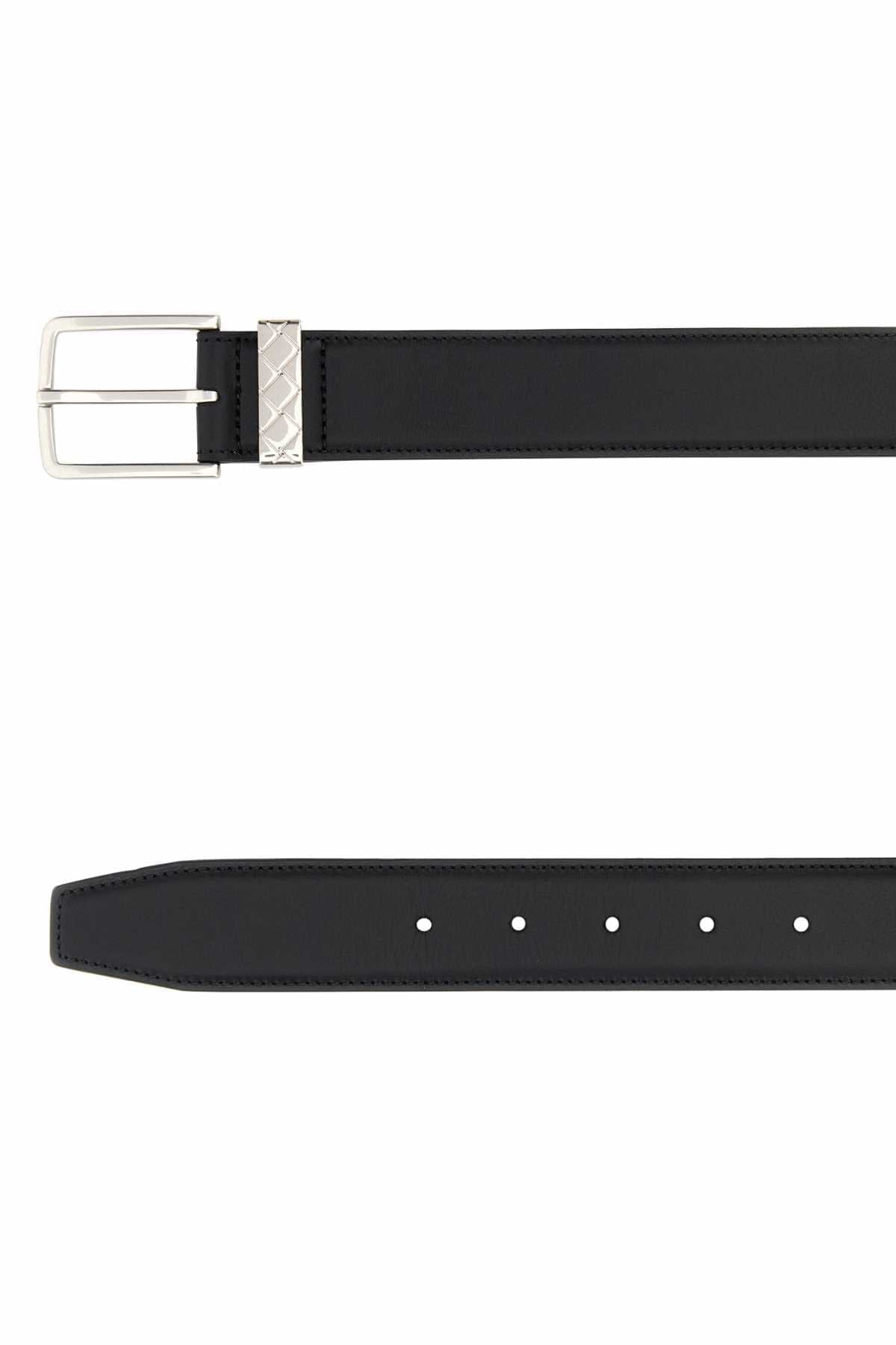 Bottega Veneta Men Black Leather Intreccio Loop Belt BOTTEGA VENETA