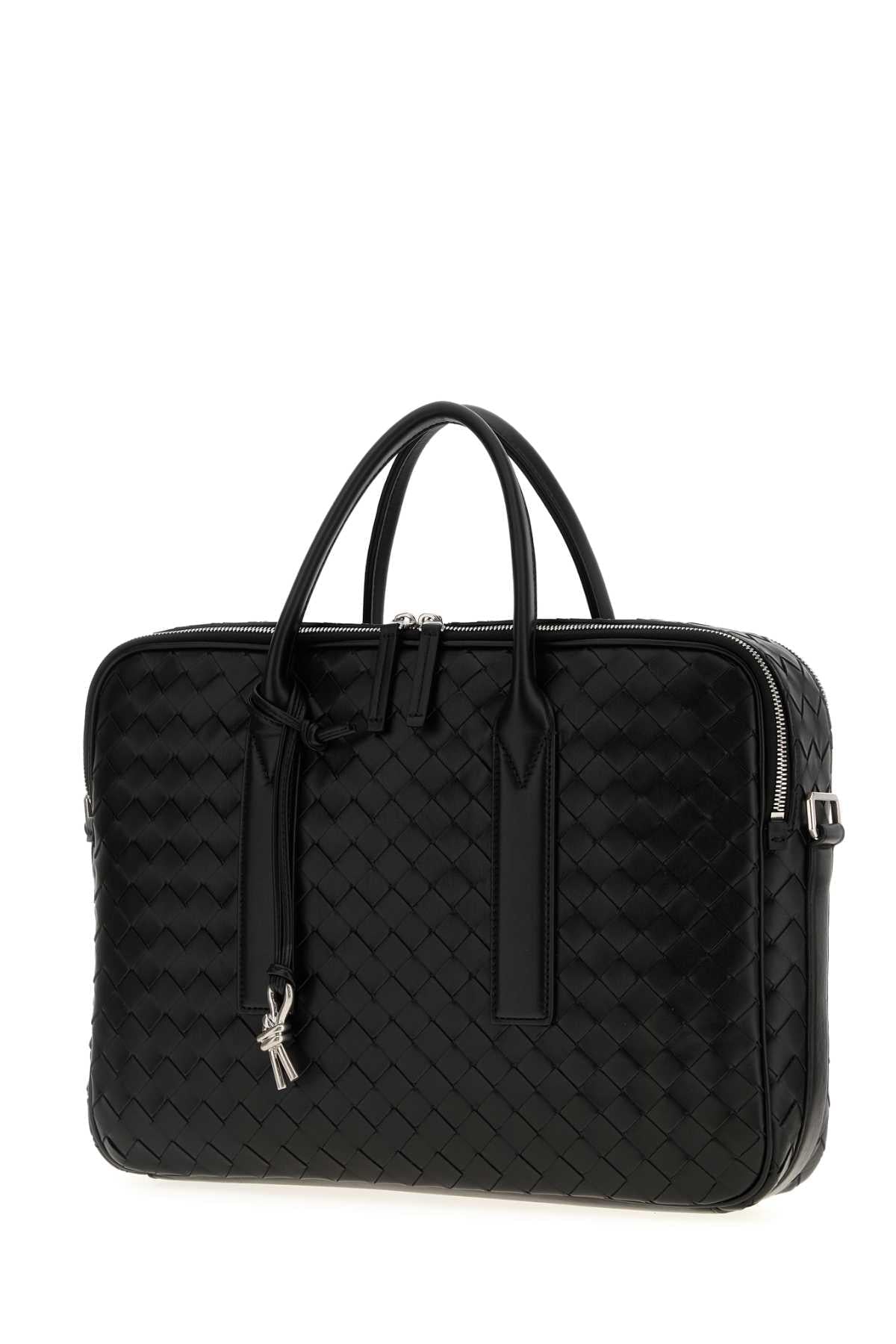 Bottega Veneta Men Black Leather Getaway Briefcase BOTTEGA VENETA