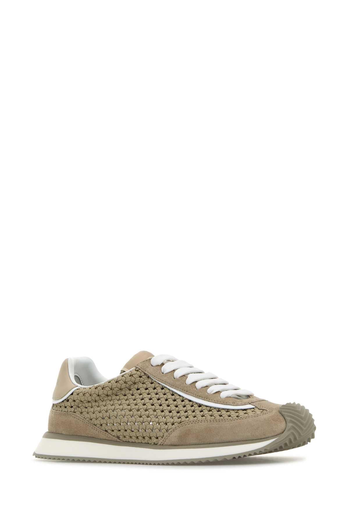 Dolce & Gabbana Men Cappuccino Fabric Dg Cushion Sneakers DOLCE & GABBANA