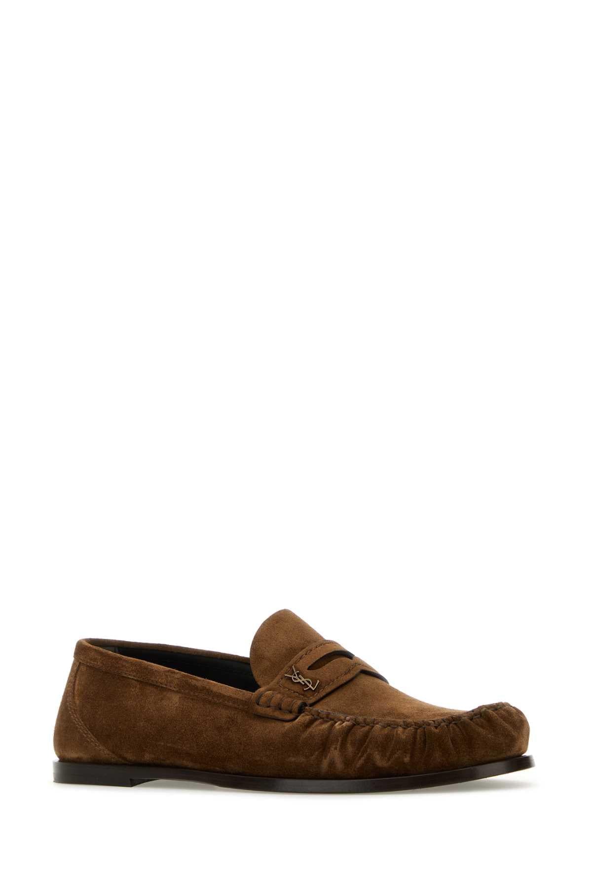 Saint Laurent Men Brown Suede Loafers SAINT LAURENT