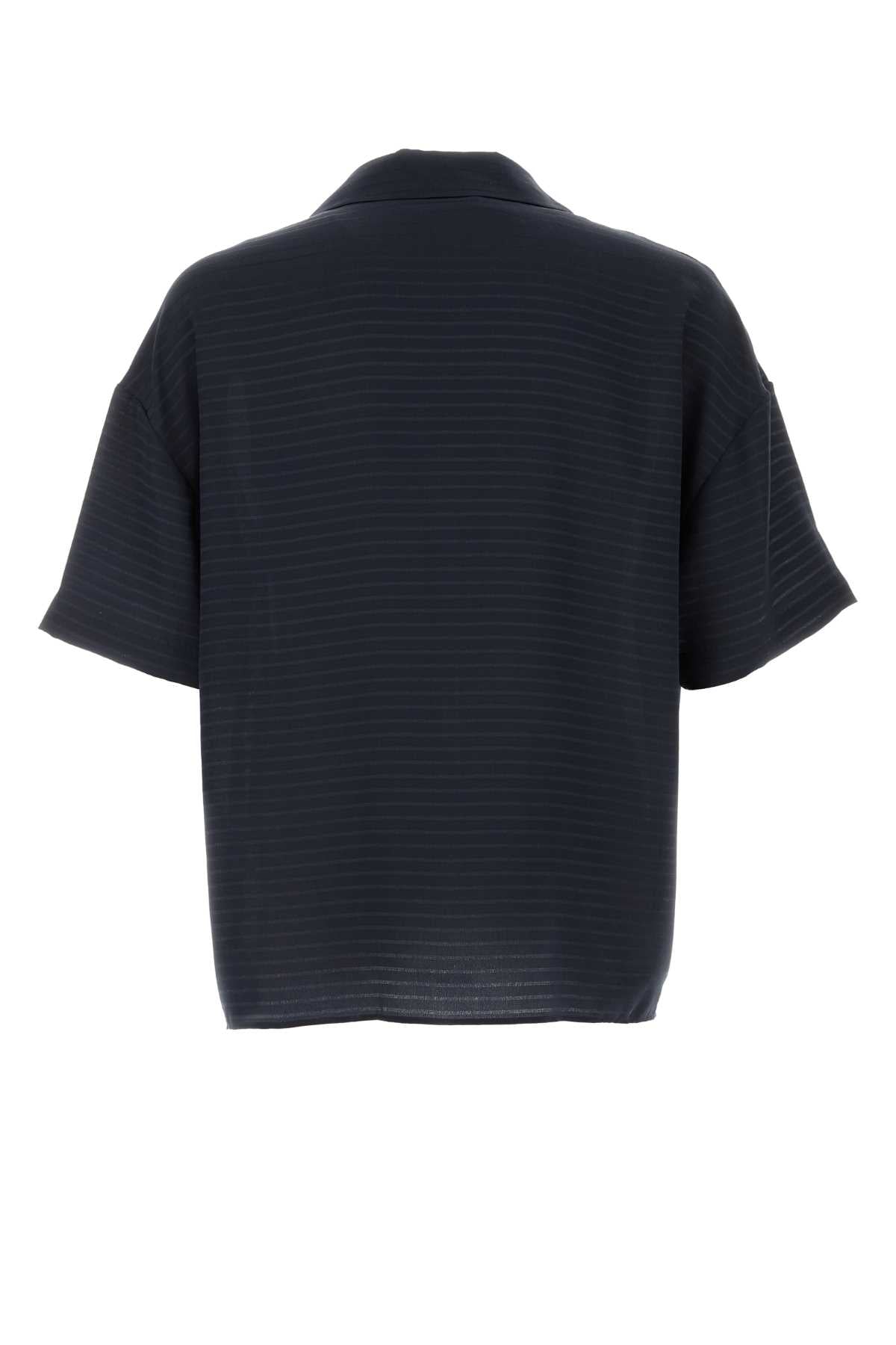 Saint Laurent Men Navy Blue Silk Oversize Polo Shirt SAINT LAURENT