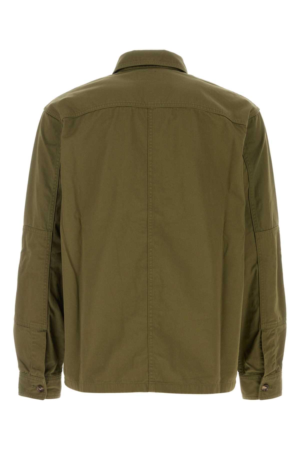 Saint Laurent Men Army Green Twill Shirt SAINT LAURENT