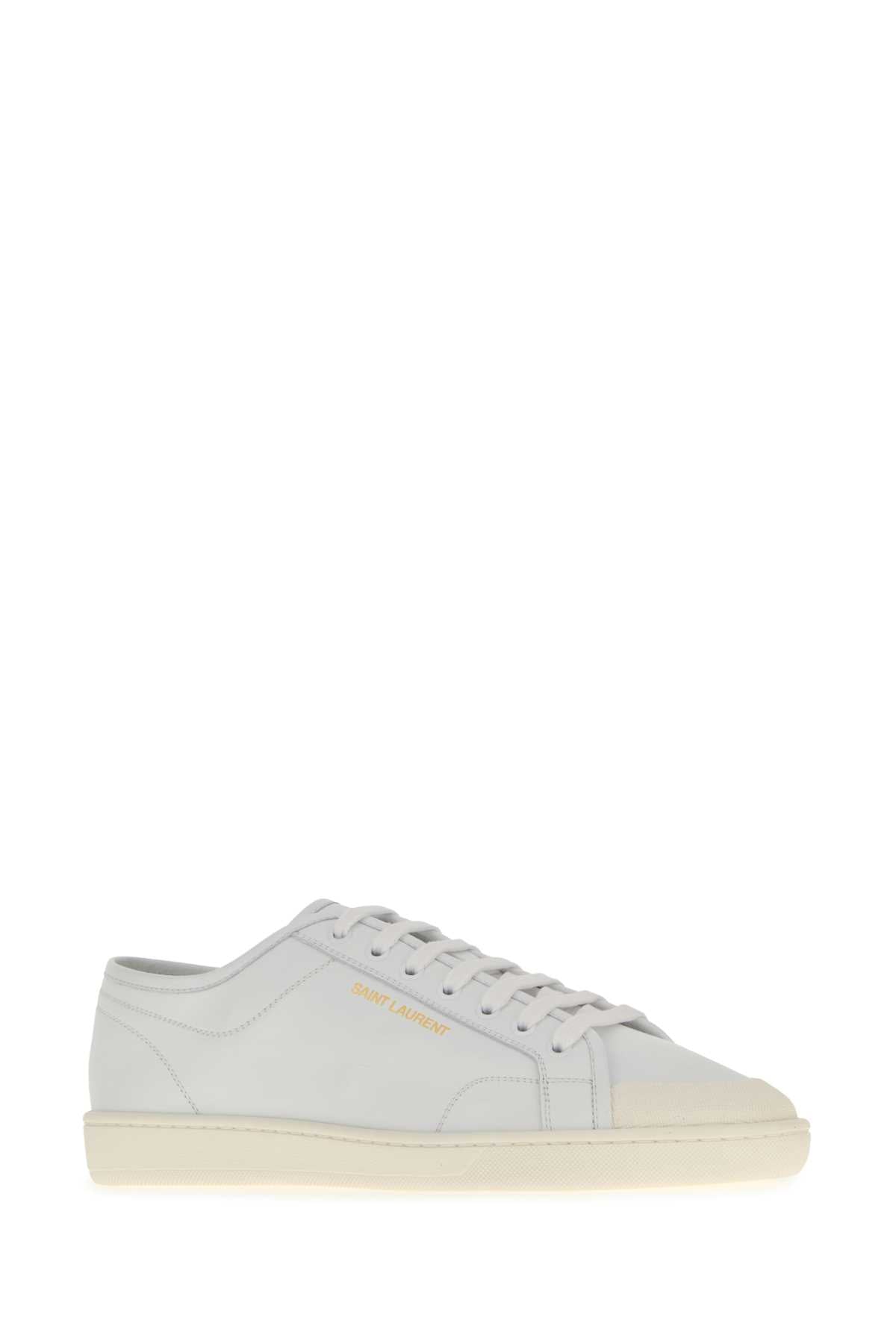 Saint Laurent Men White Leather Gym Sneakers