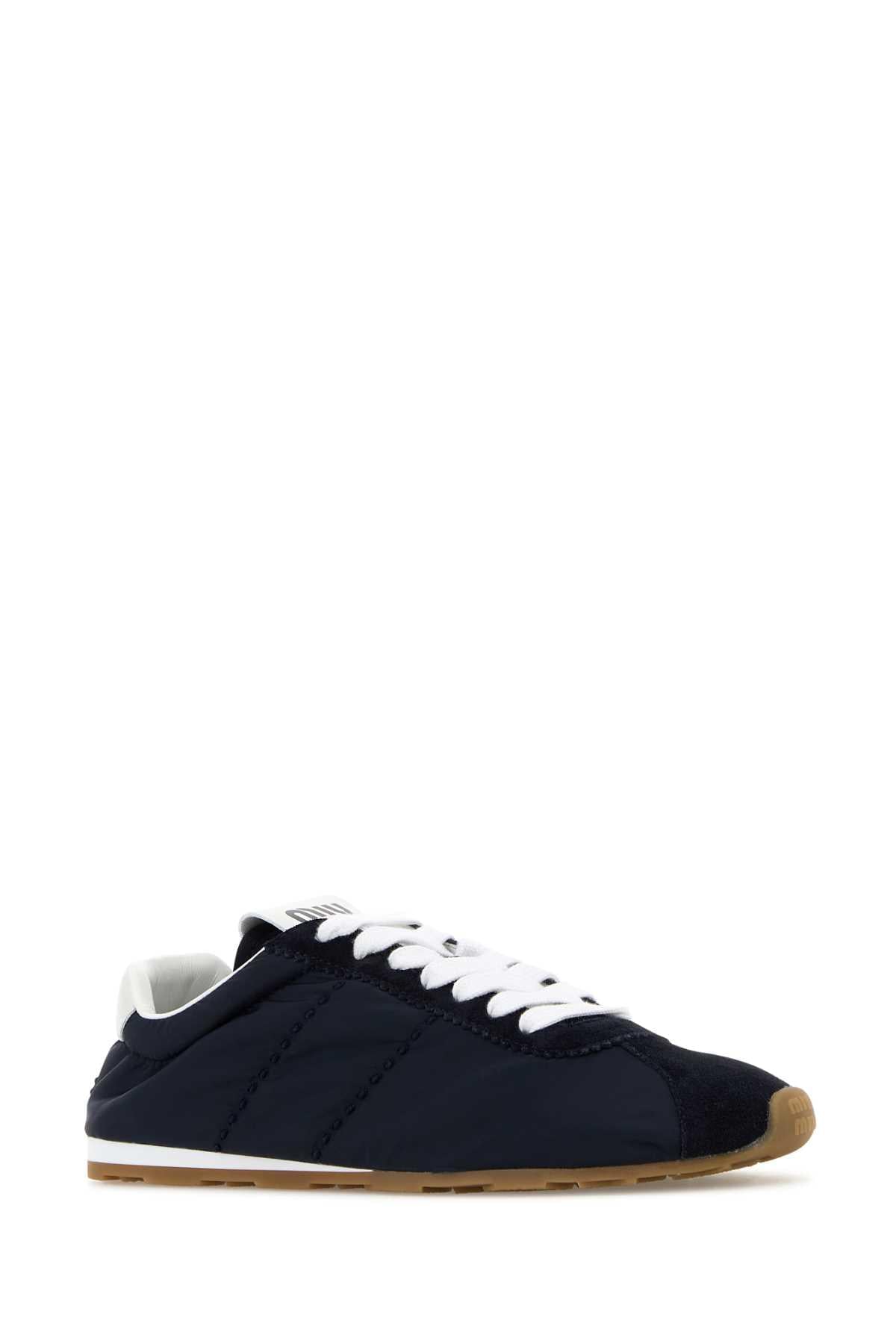 Miu Miu Women Navy Blue Fabric And Suede Sneakers MIU MIU