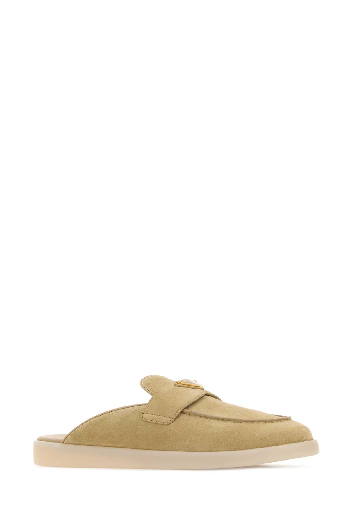 Prada Women Sand Suede Slippers PRADA