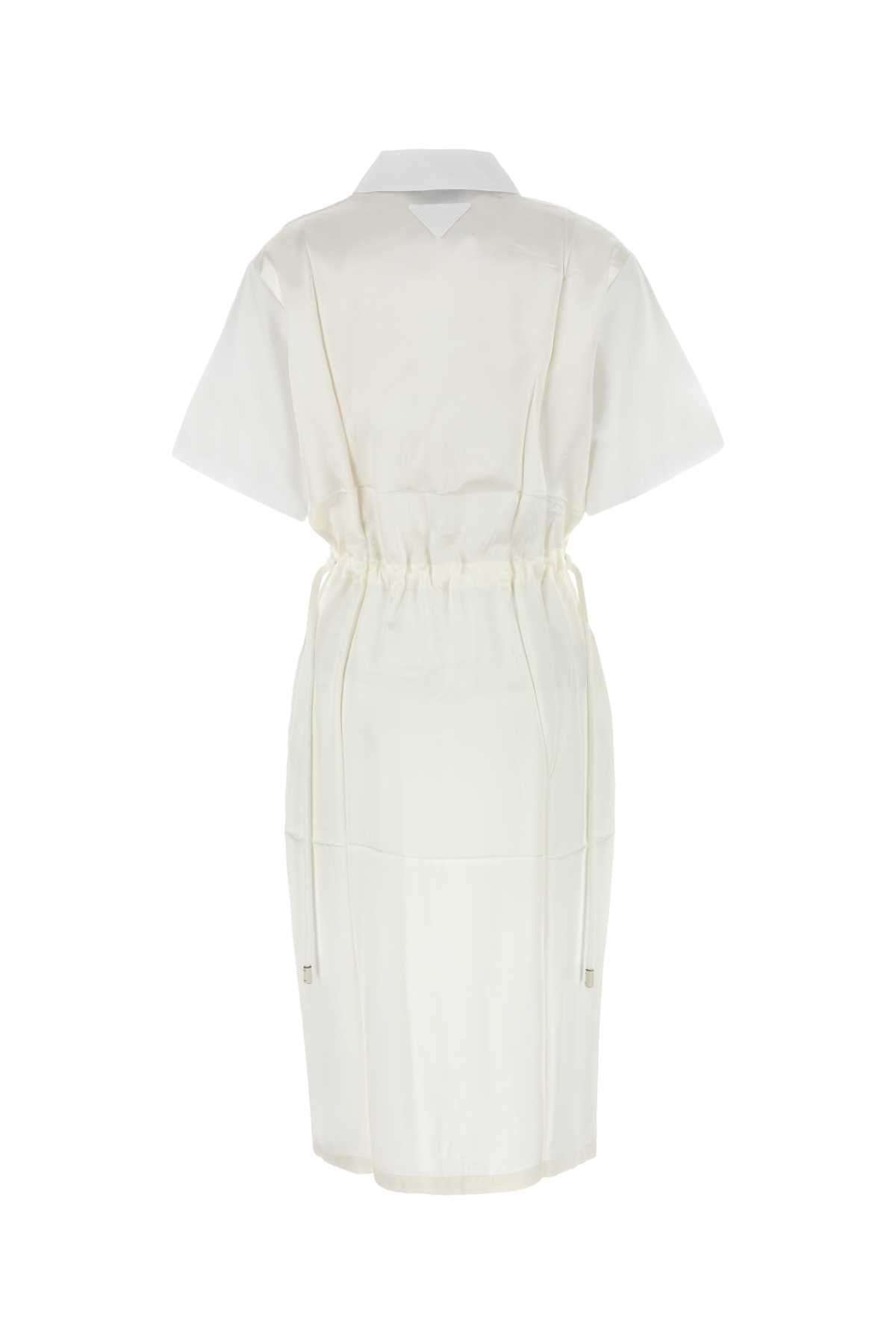 Prada Women White Poplin Shirt Dress PRADA