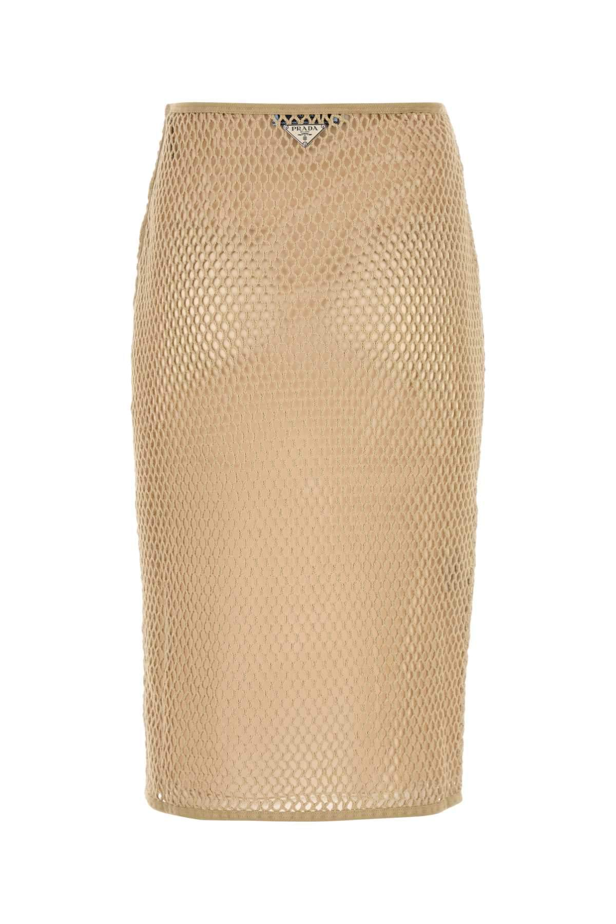 Prada Women Beige Mesh Skirt PRADA
