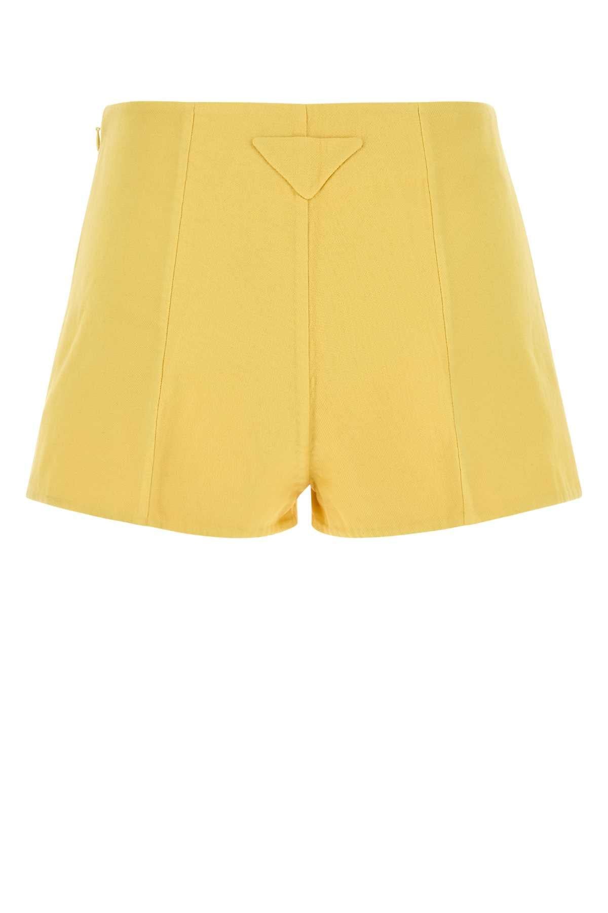 Prada Women Yellow Cotton Shorts PRADA