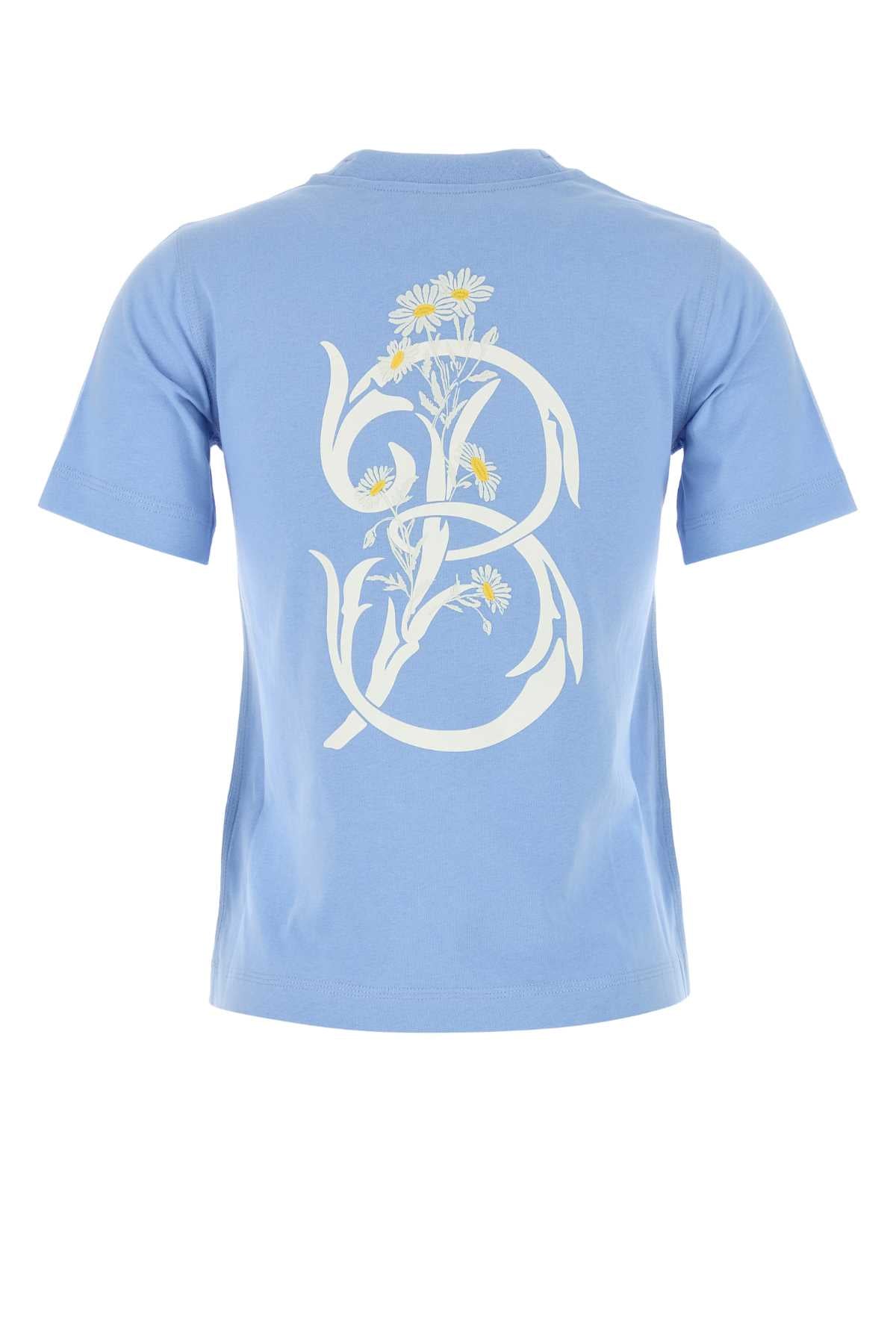 Burberry Women Cerulean Blue Cotton T-Shirt BURBERRY