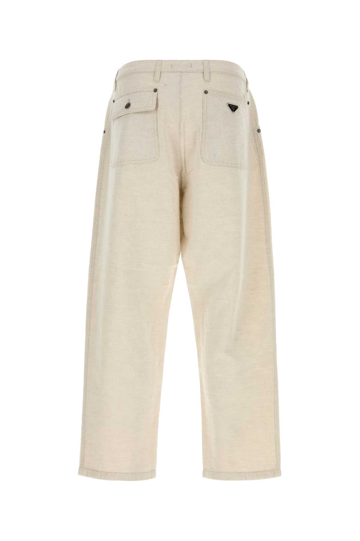 Prada Men Melange Ivory Chambray Pant PRADA