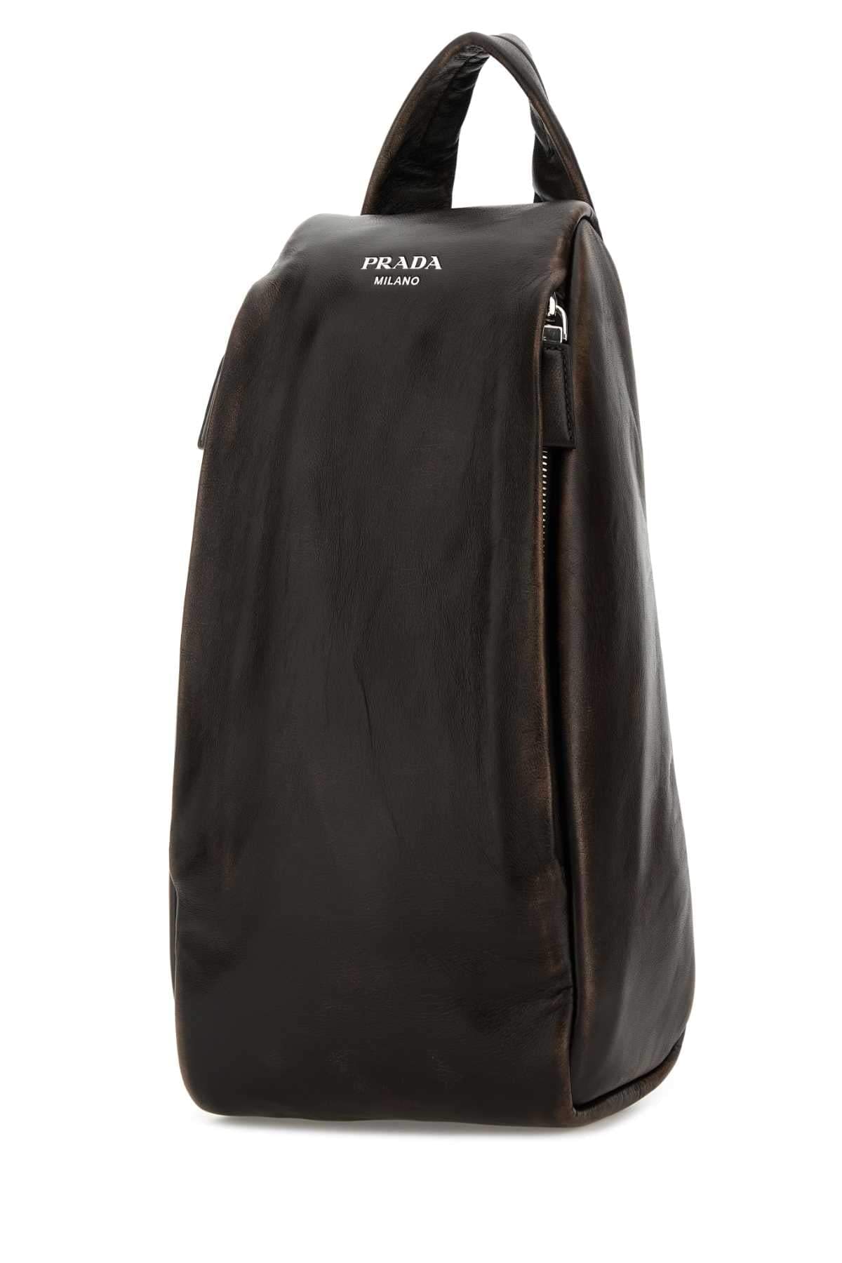 Prada Men Dark Brown Nappa Leather Backpack PRADA