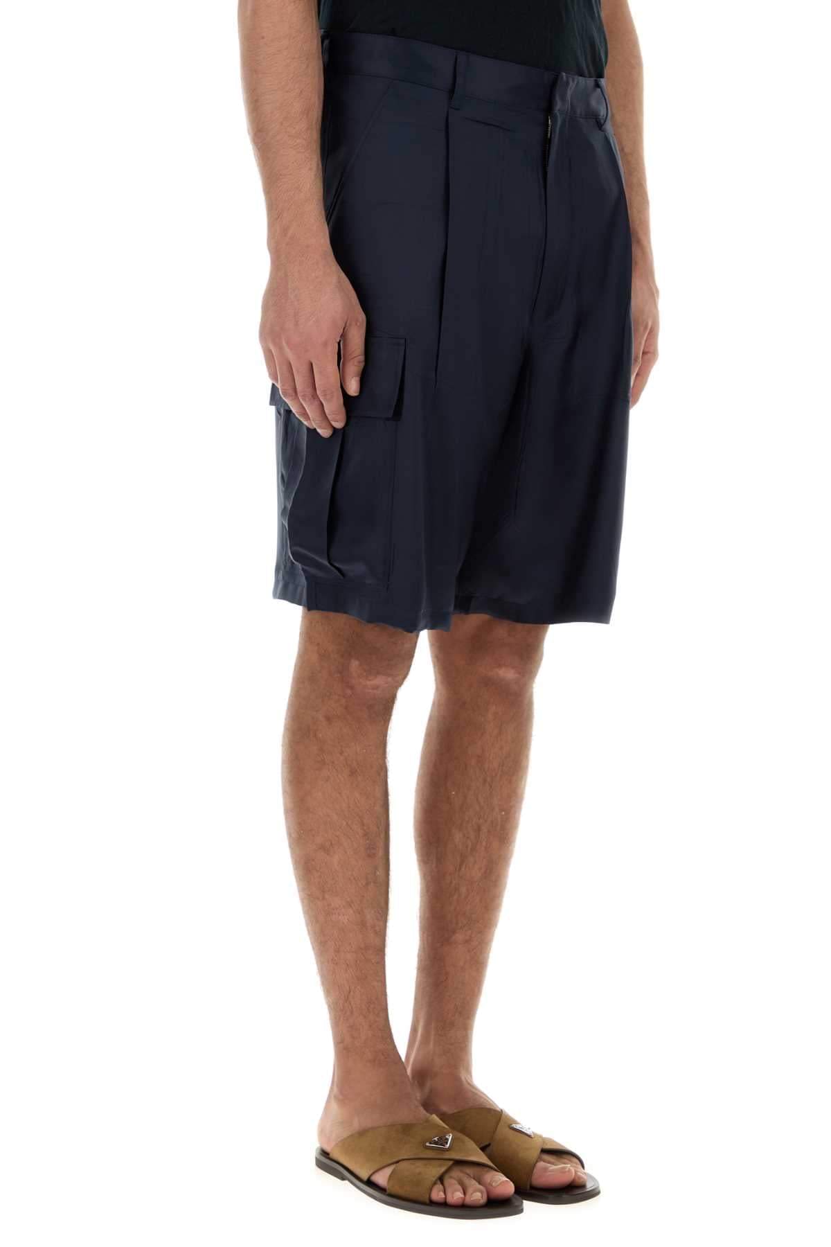 Prada Men Dark Blue Silk Bermuda Shorts PRADA