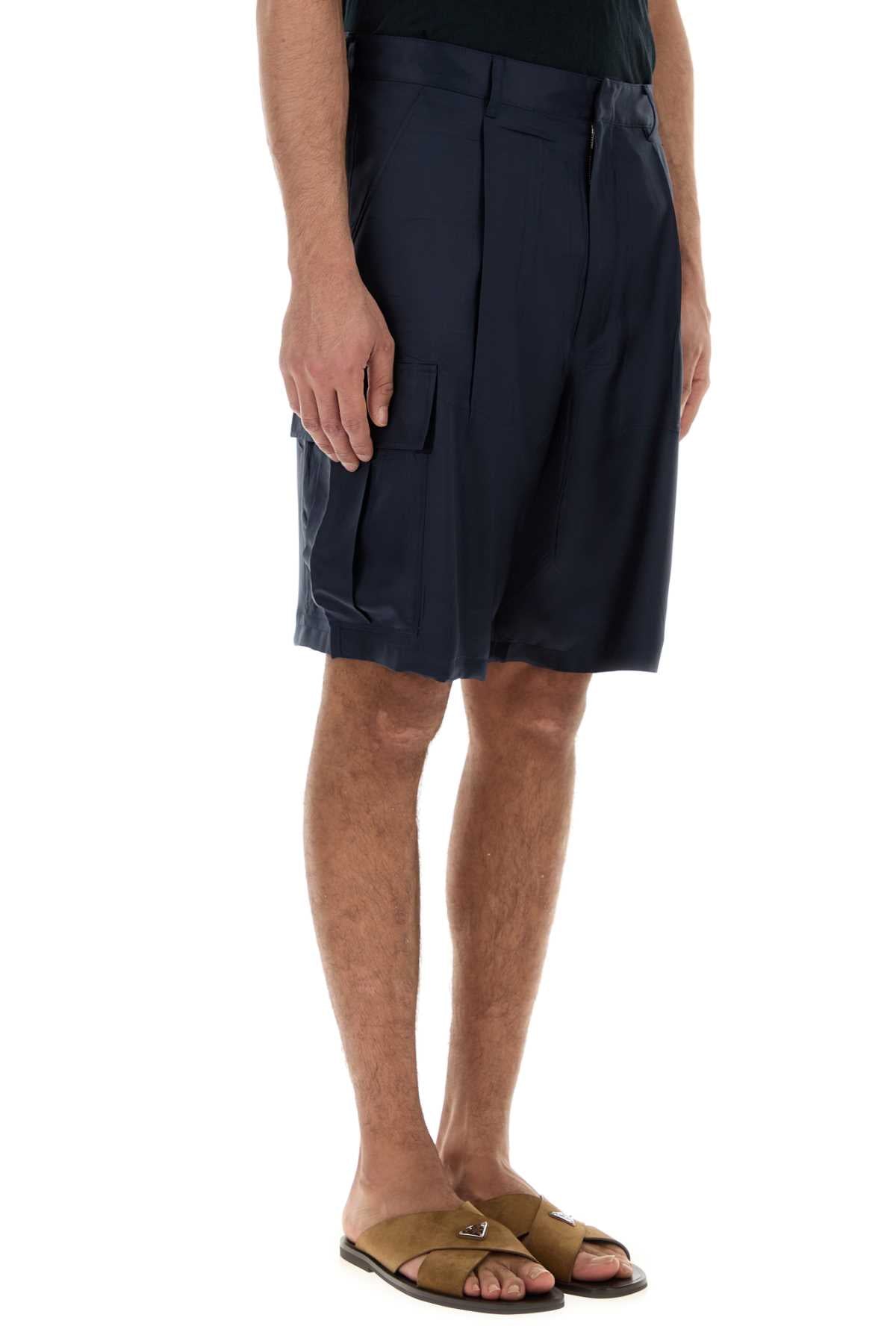 Prada Men Dark Blue Silk Bermuda Shorts PRADA