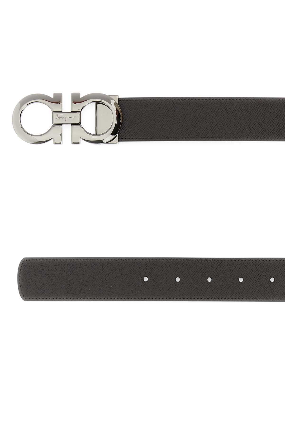 Salvatore Ferragamo Men Dark Brown Leather Reversible Belt FERRAGAMO