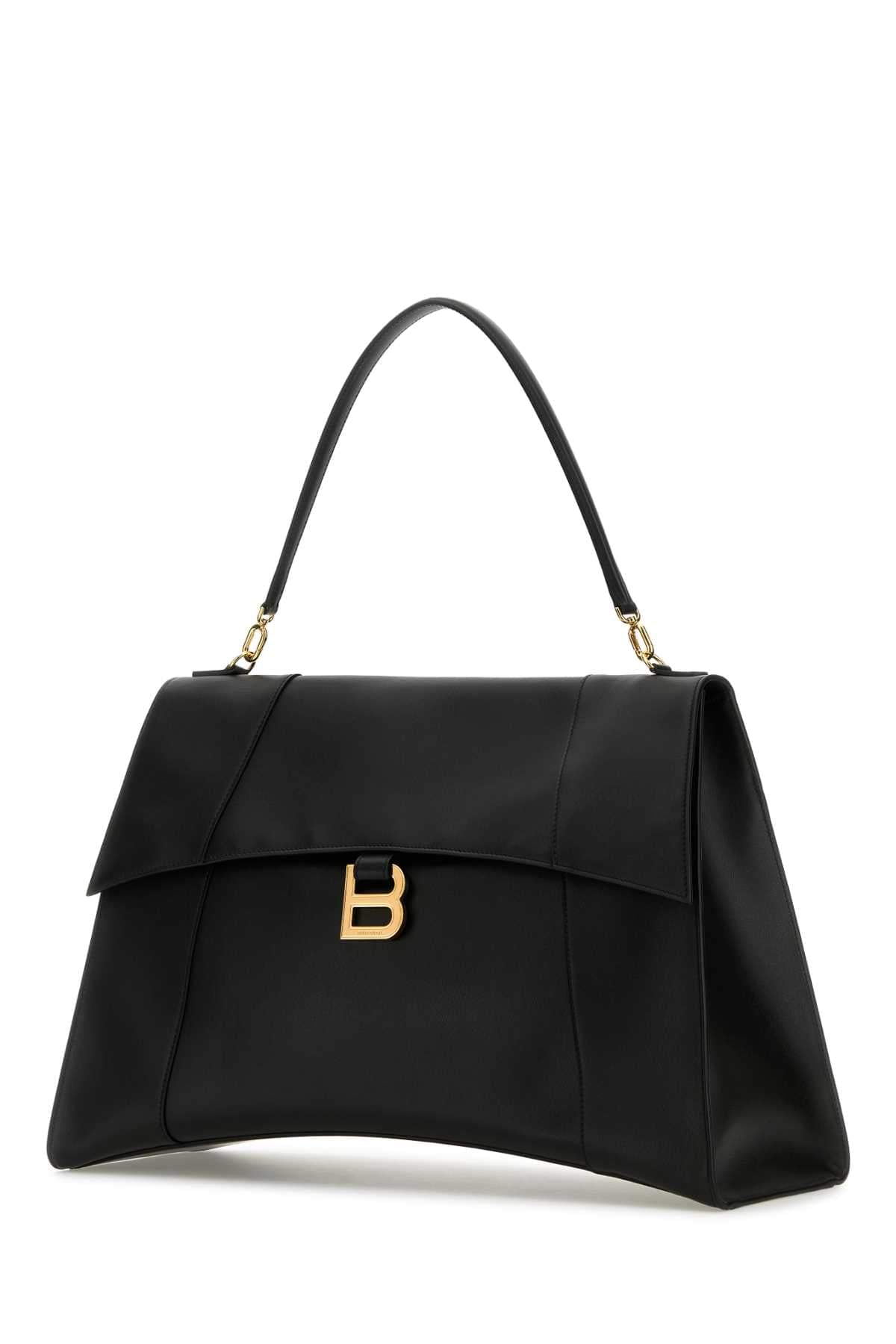 Balenciaga Women Black Leather Large Hourglass Soft Handbag BALENCIAGA