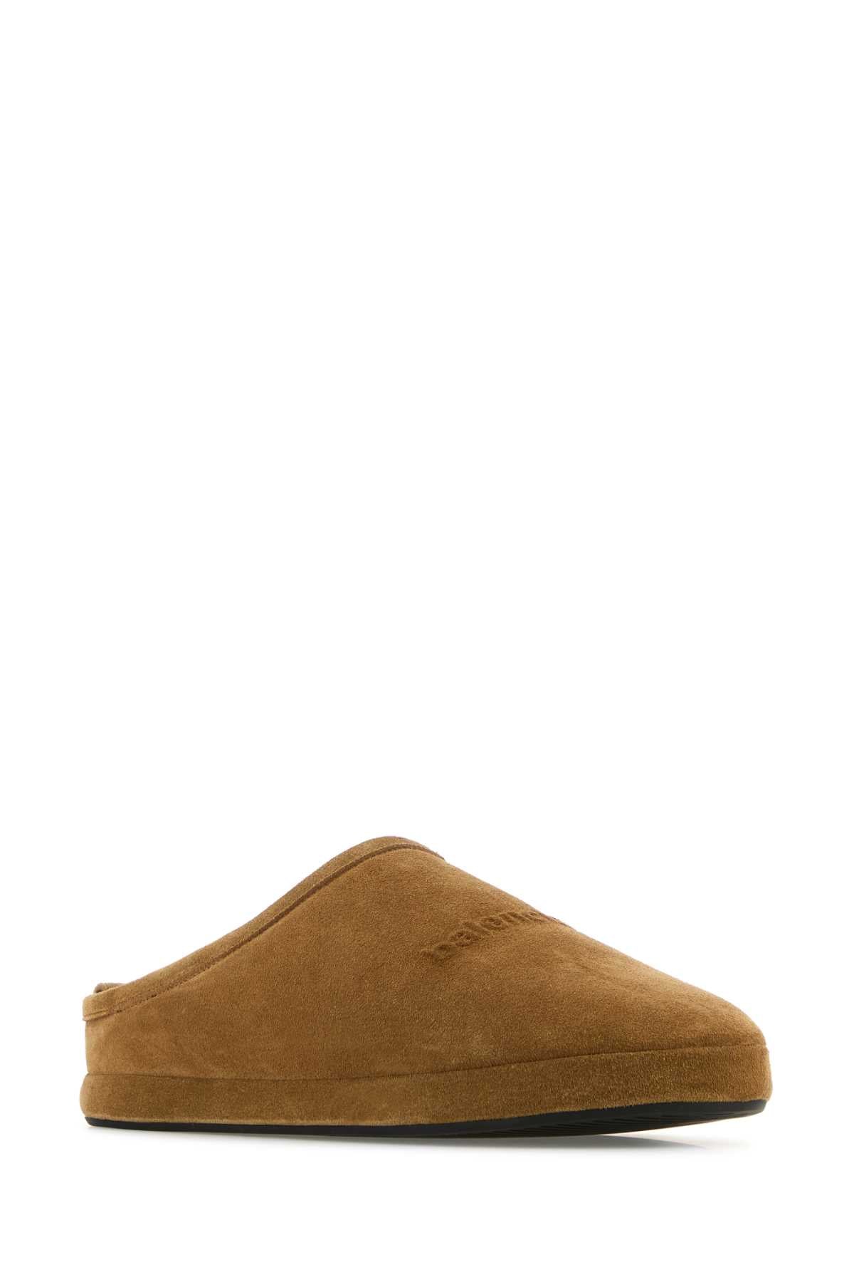 Balenciaga Men Camel Suede Alaska Ankle Slippers BALENCIAGA
