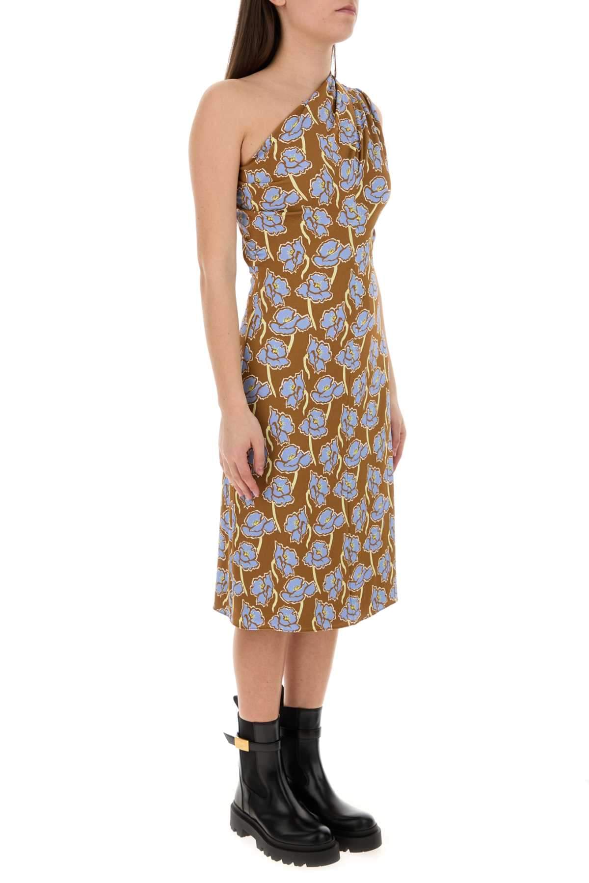 Versace Women Printed Stretch Crepe One-Shoulder Dress VERSACE