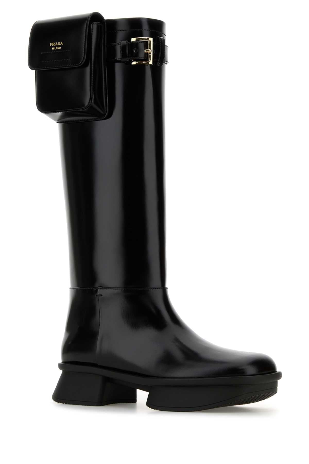 Prada Women Black Leather Boots PRADA