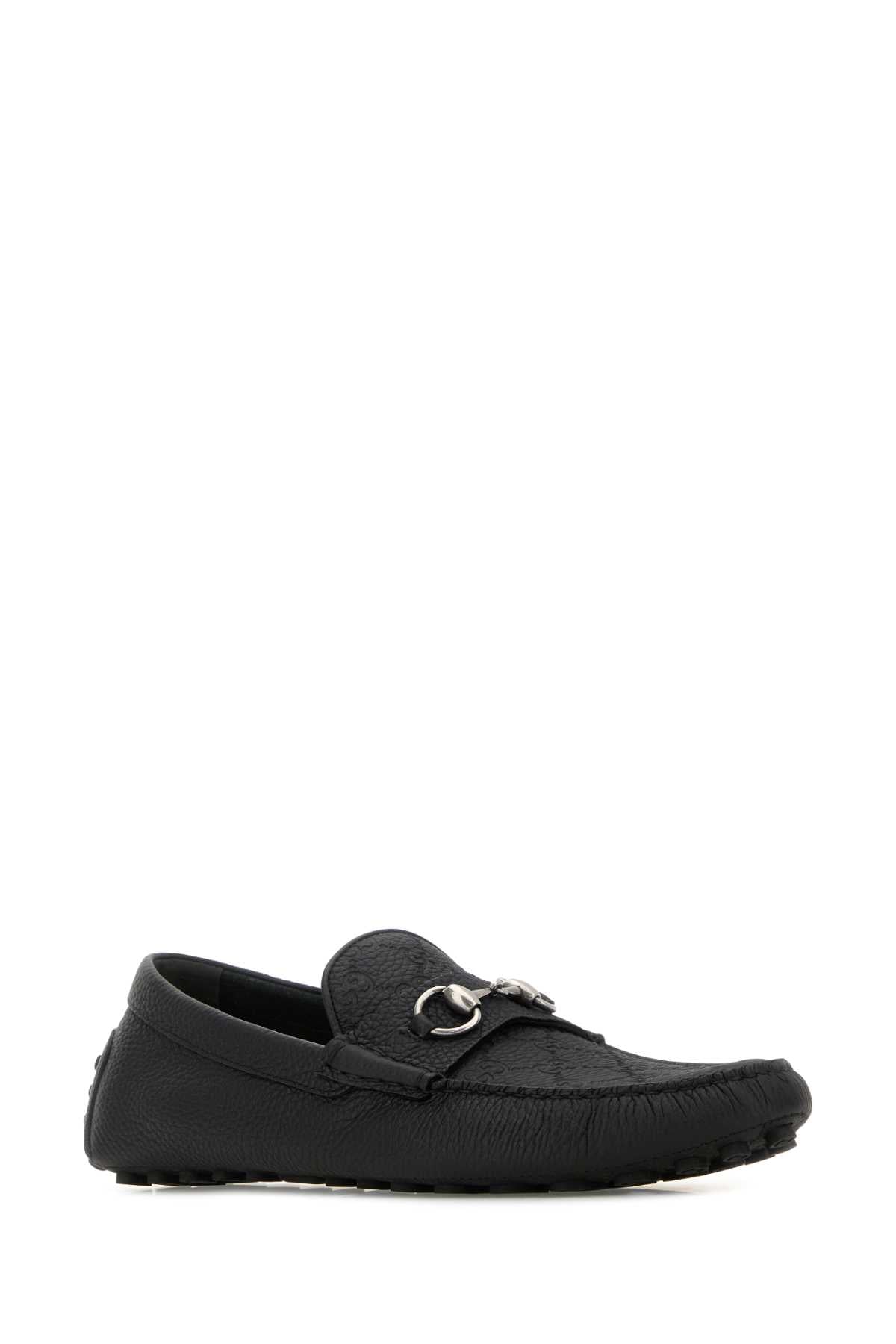 Gucci Men Black Leather Driver Loafers GUCCI