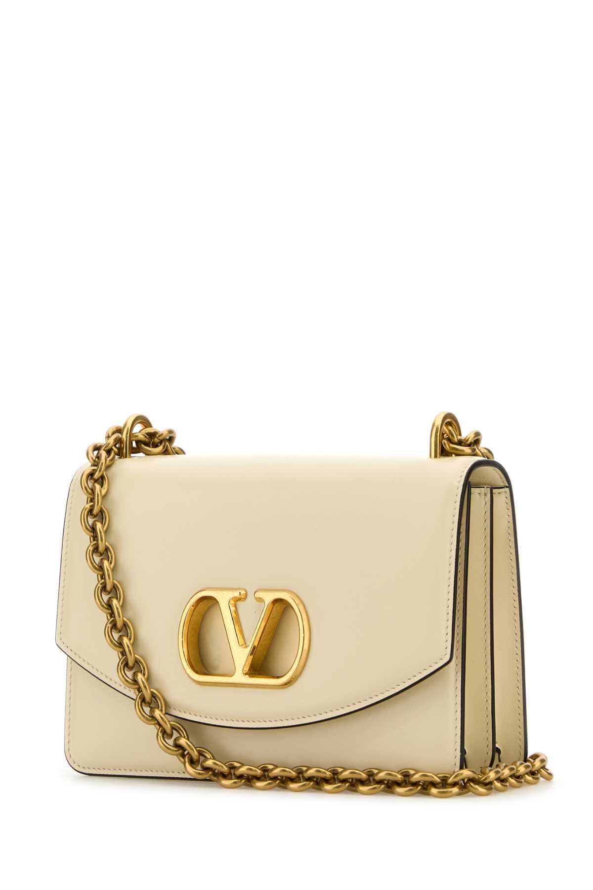 Valentino Garavani Women Ivory Leather Vlogo Signature Shoulder Bag VALENTINO GARAVANI