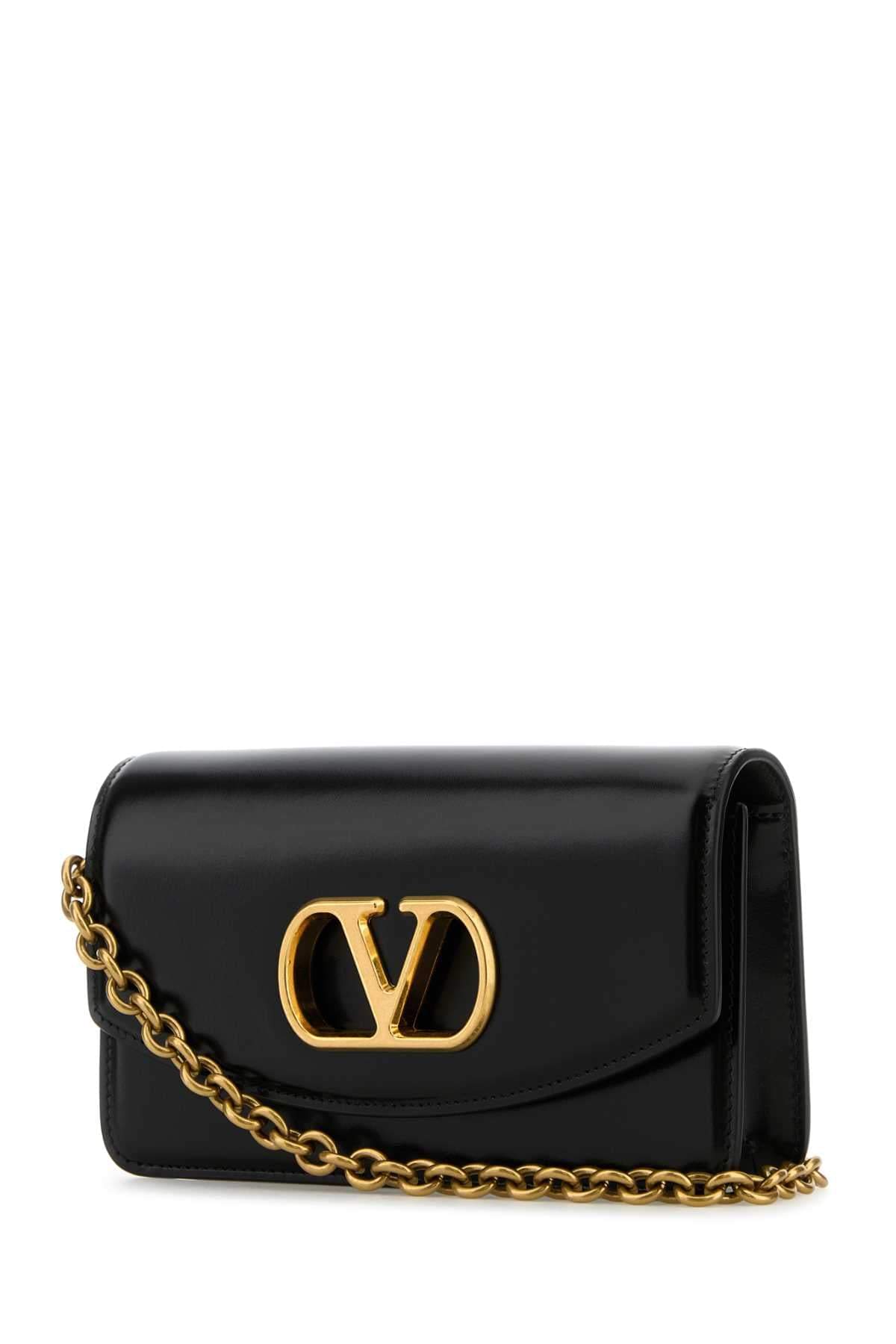 Valentino Garavani Women Black Leather Vlogo Signature Shoulder Bag VALENTINO GARAVANI