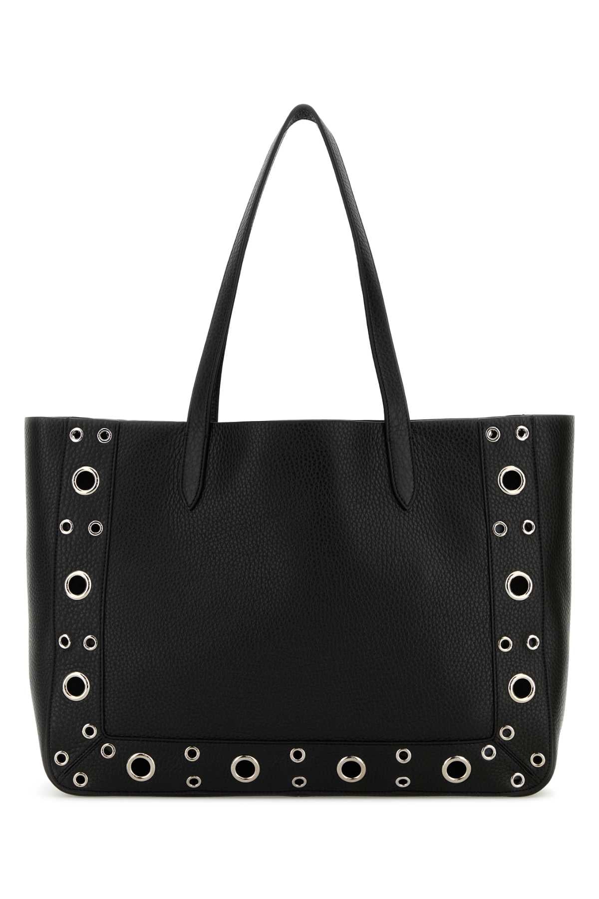 Valentino Garavani Women Black Leather Vlogo Signature Shopping Bag VALENTINO GARAVANI